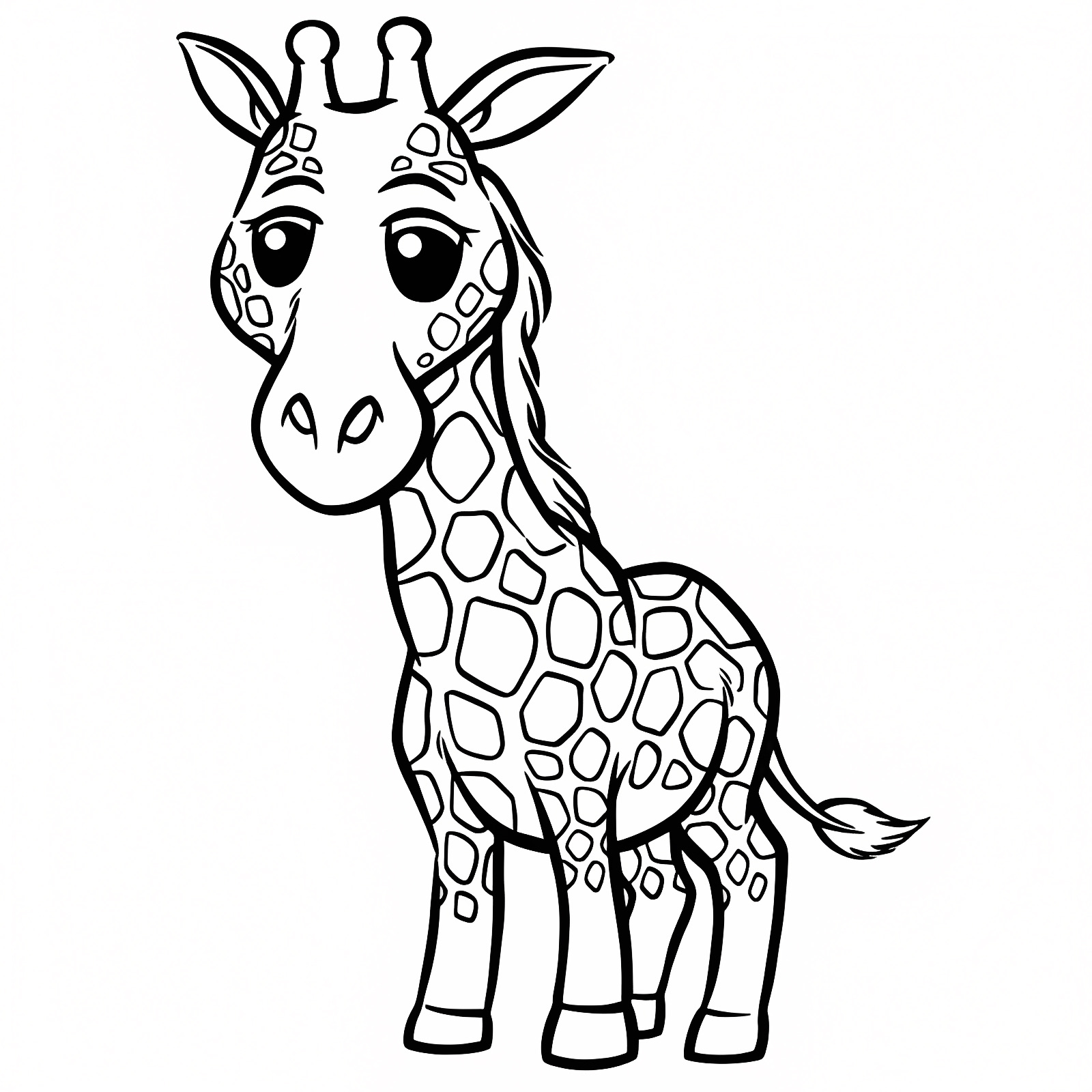 Girafe qui mange — Coloriage à imprimer gratuit