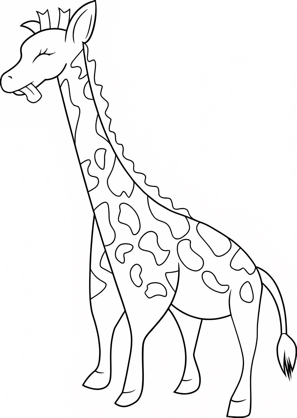 Girafe et son petit — Coloriage à imprimer gratuit