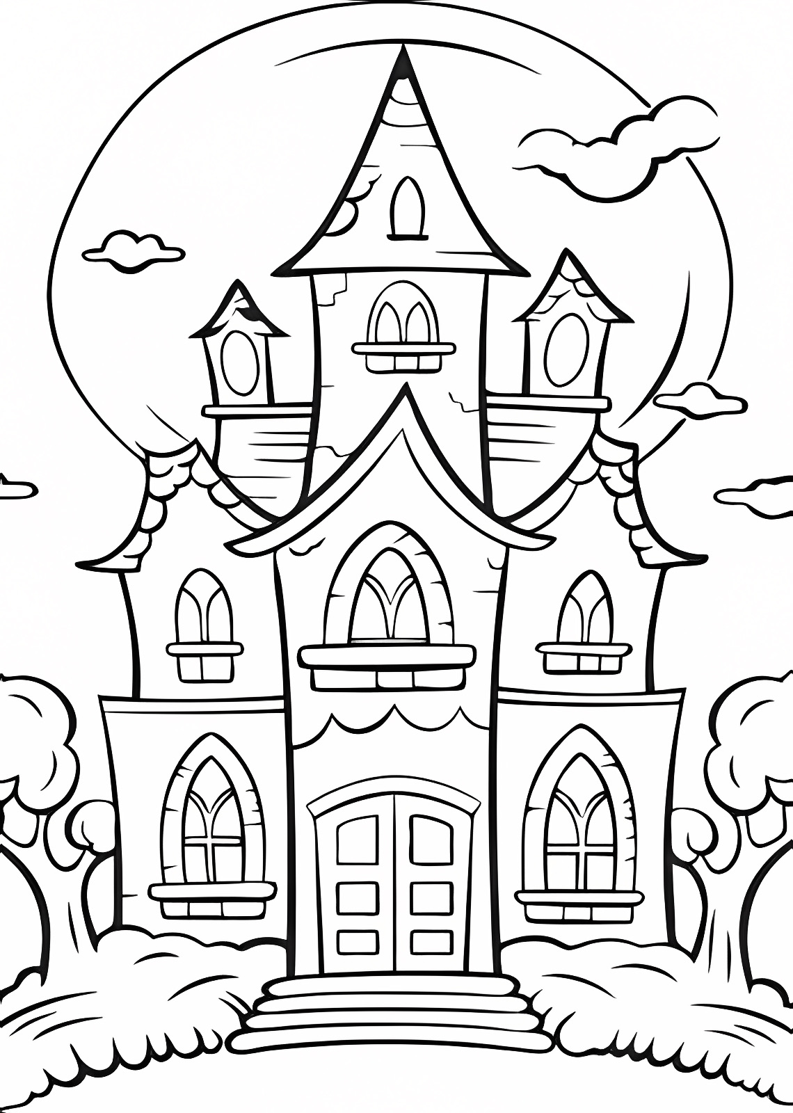Maison hantée — Coloriage à imprimer gratuit
