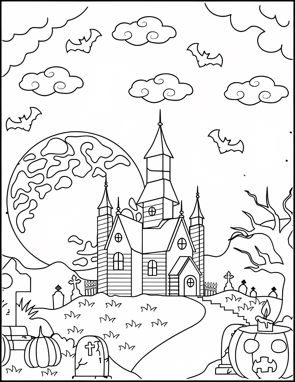 Sorcière sur son balai — Coloriage à imprimer gratuit