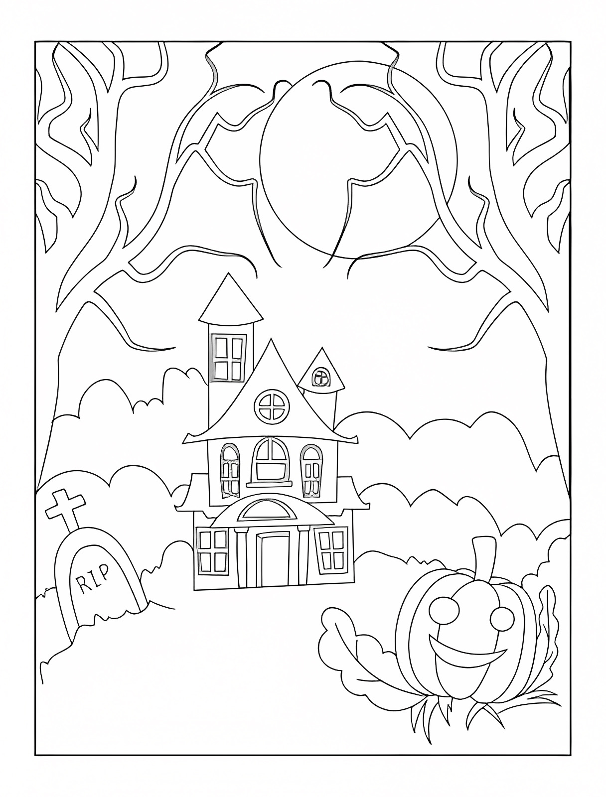 Sorcière et son chat — Coloriage à imprimer gratuit