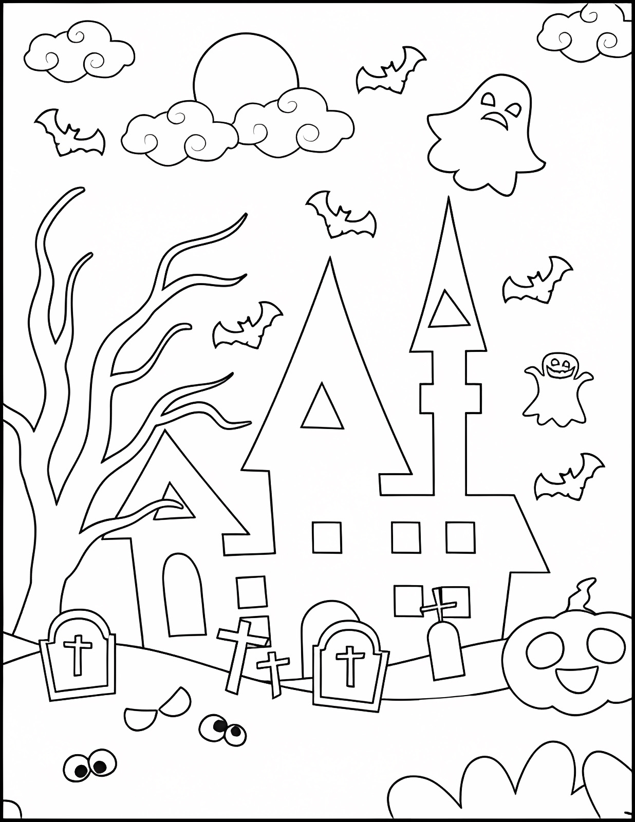 Fantôme rigolo — Coloriage à imprimer gratuit