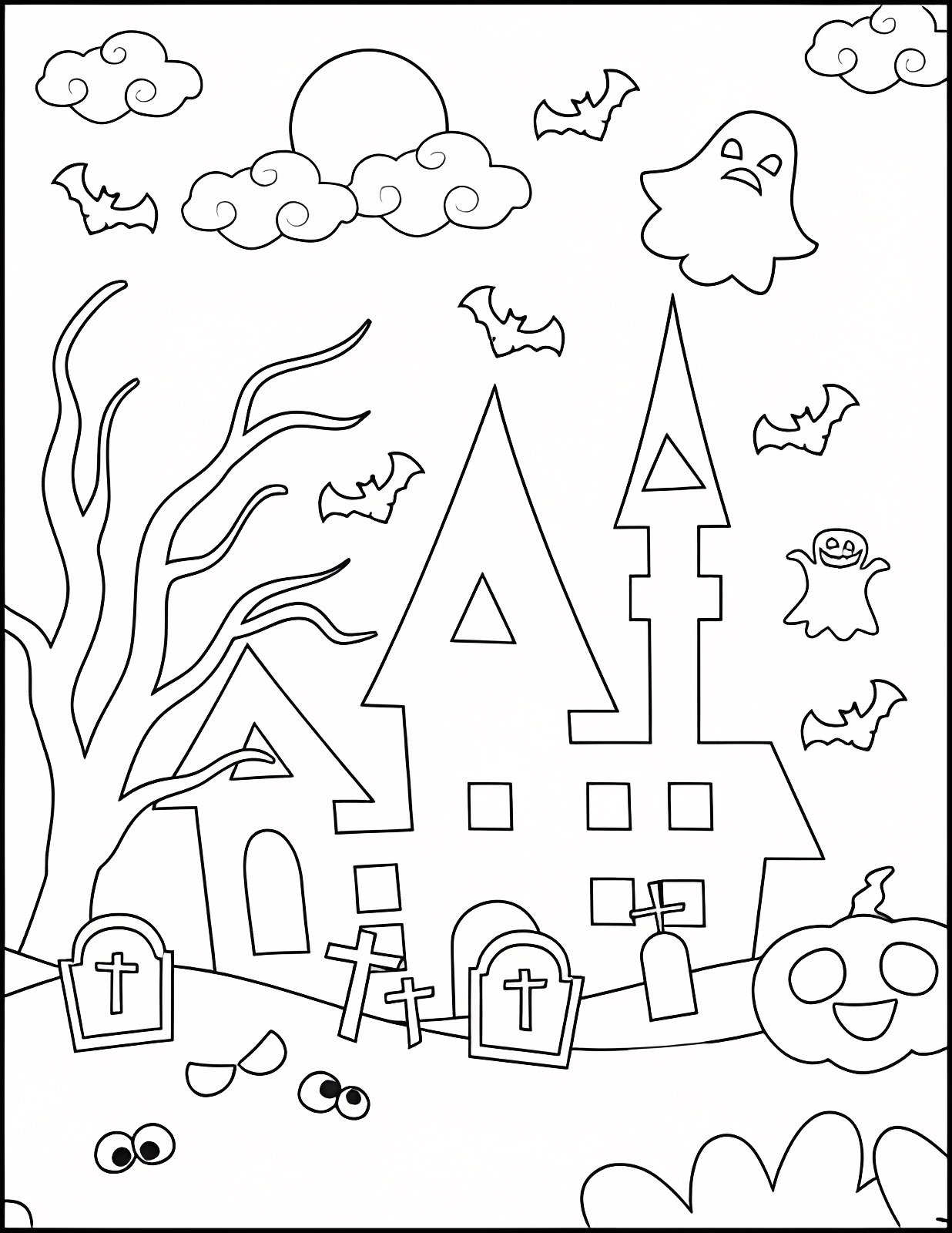 Château hanté — Coloriage à imprimer gratuit