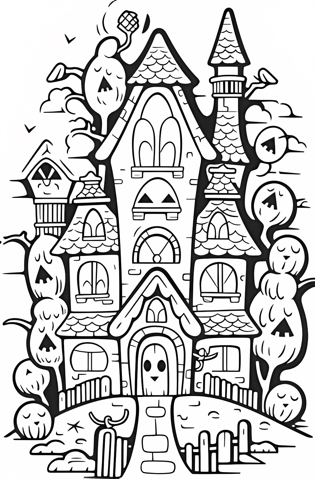 Maison hantée — Coloriage à imprimer gratuit