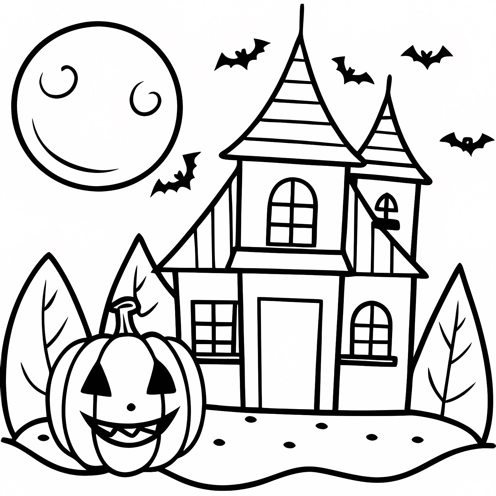 Château hanté — Coloriage à imprimer gratuit