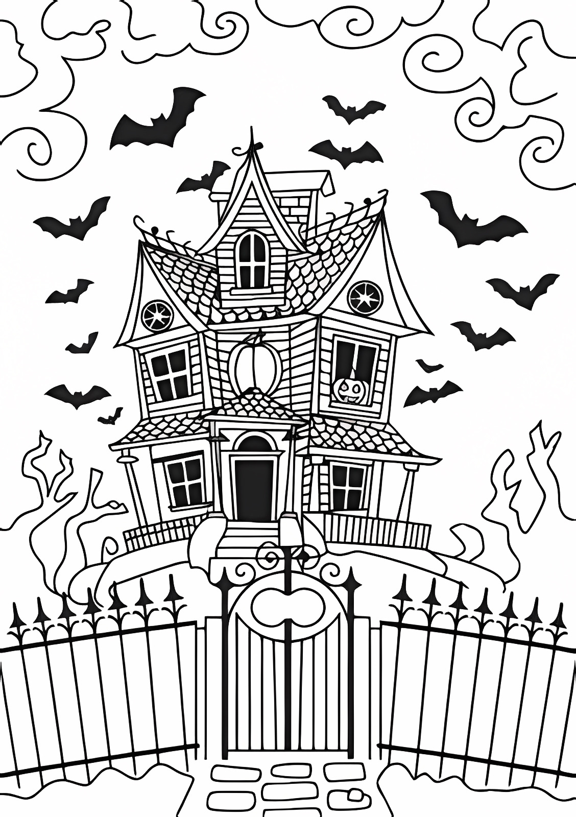 Chat noir d'Halloween — Coloriage à imprimer gratuit