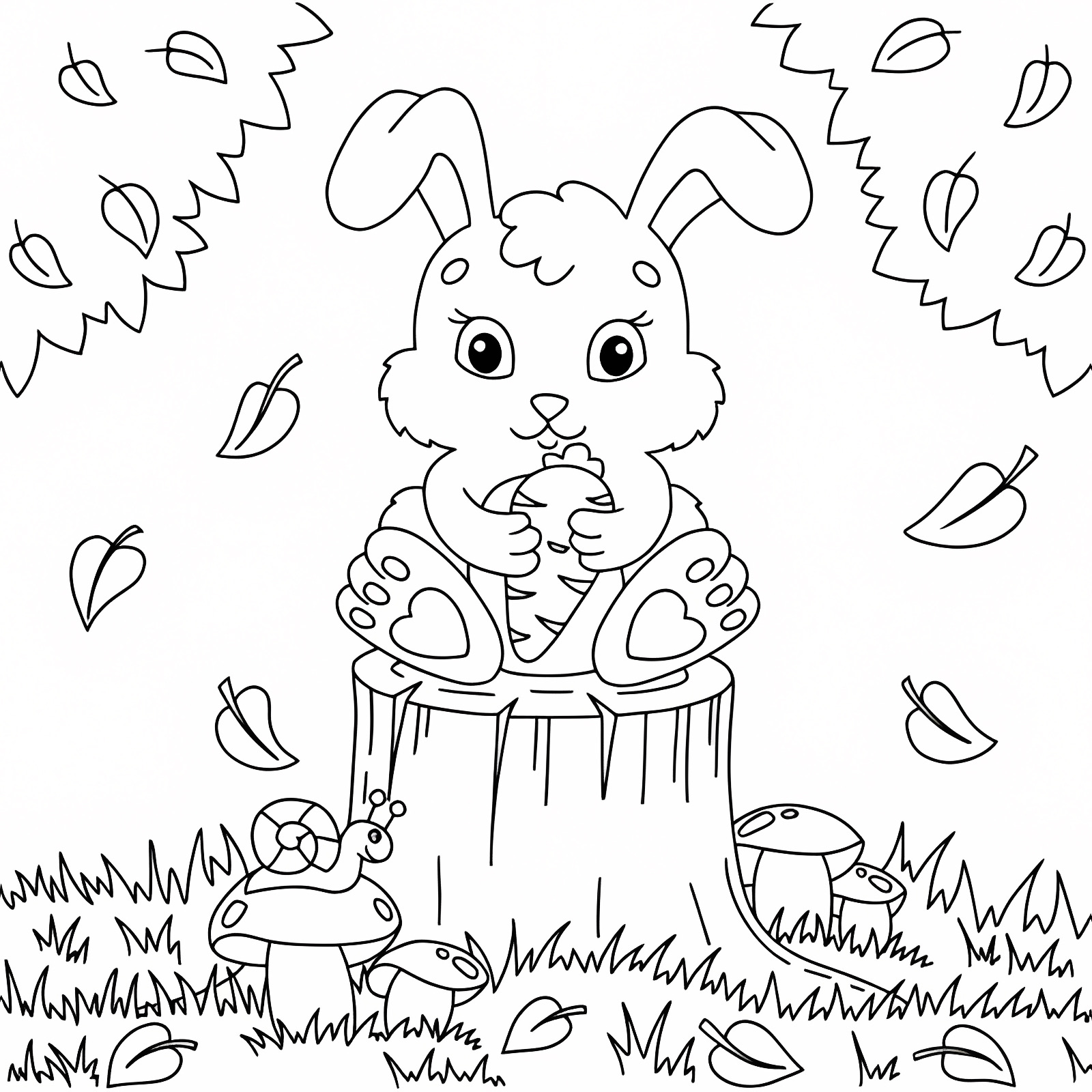 Lapin mignon avec carotte — Coloriage à imprimer gratuit