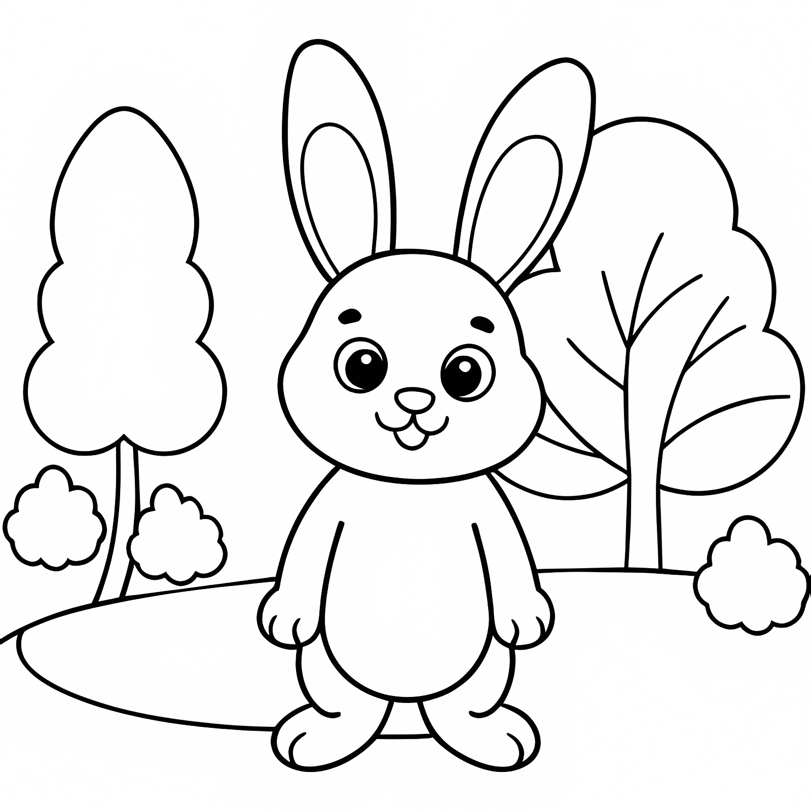 Lapin kawaii illustration — Coloriage à imprimer gratuit