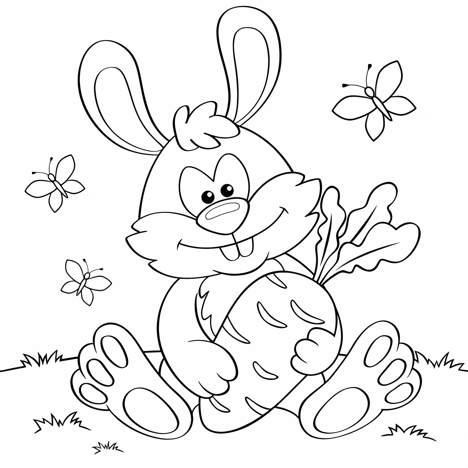 Lapin dessin animé carotte — Coloriage à imprimer gratuit
