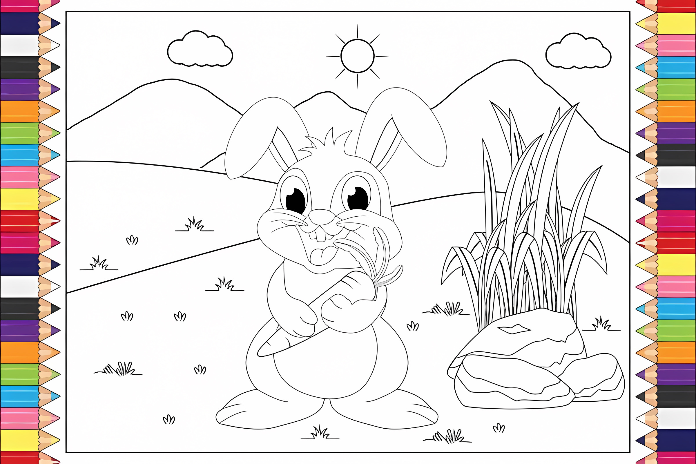 Lapin animal dessin animé — Coloriage à imprimer gratuit