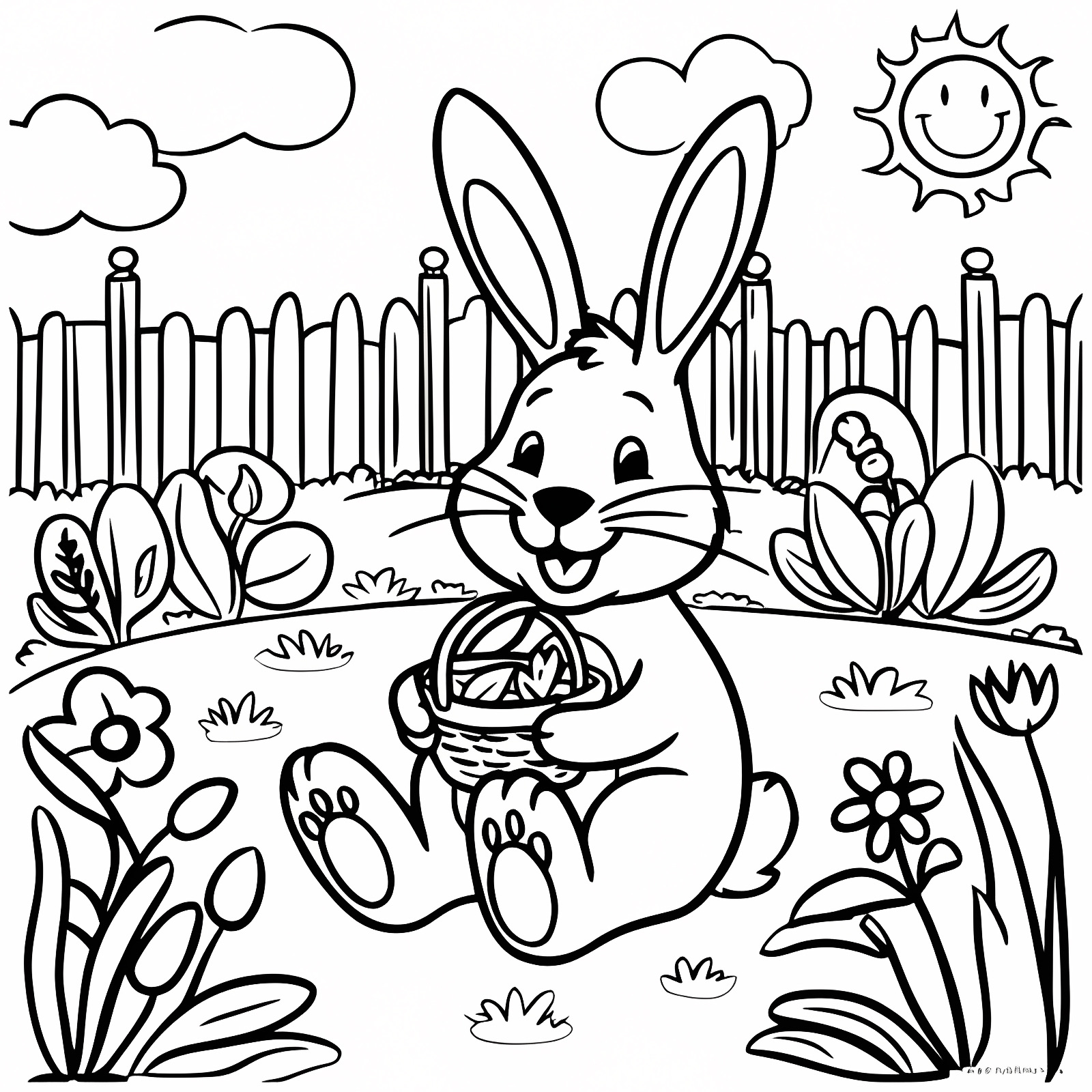 Lapin noir et blanc — Coloriage à imprimer gratuit