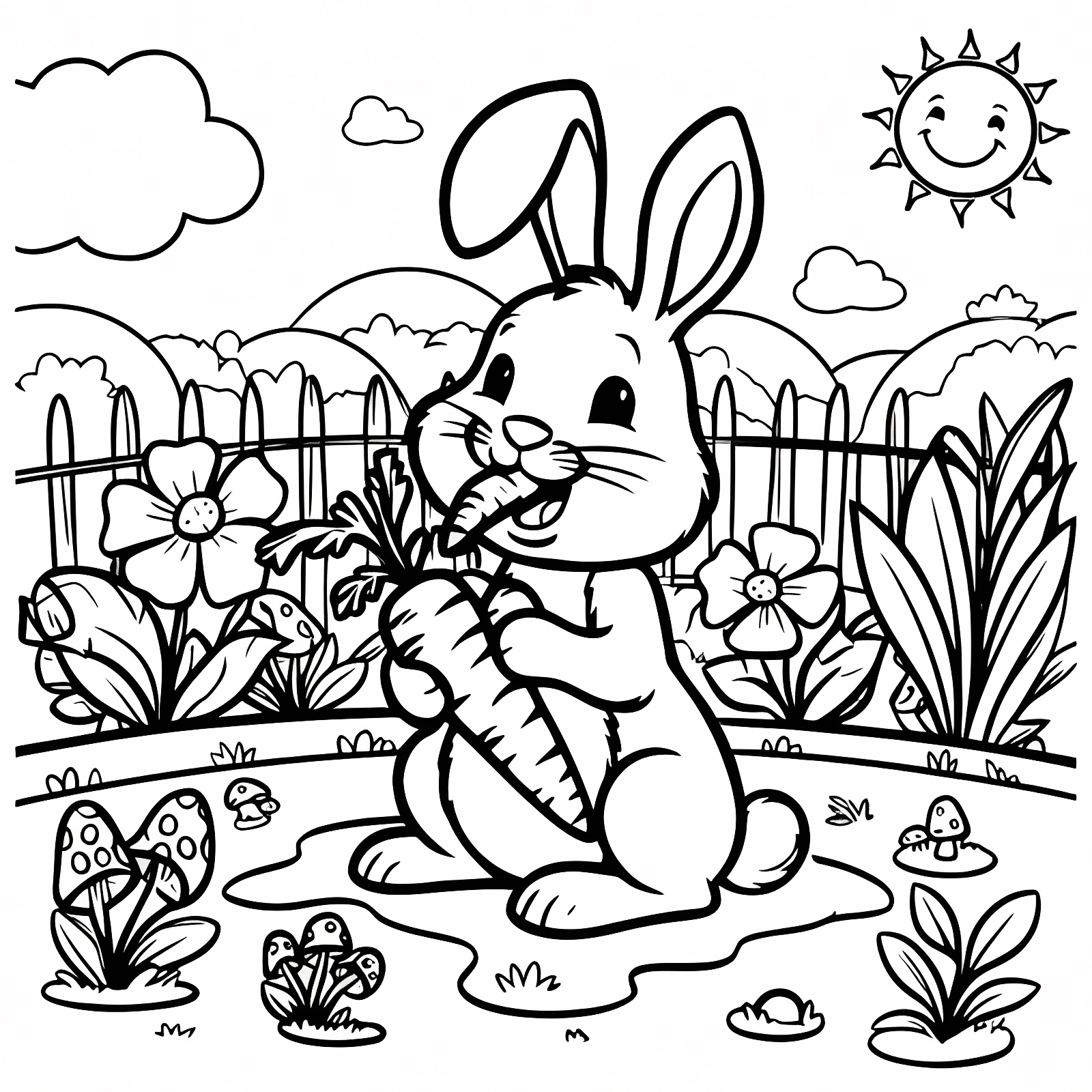 Lapin minimaliste têtes — Coloriage à imprimer gratuit