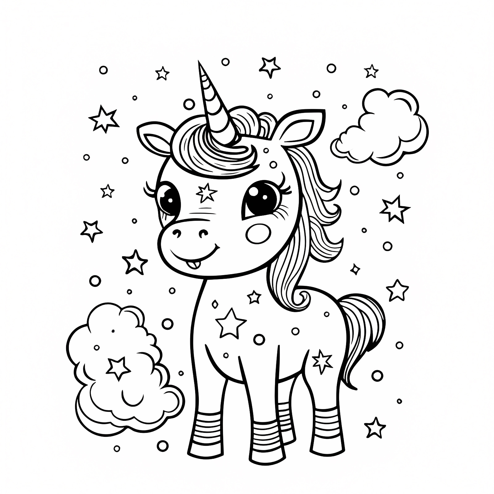 Licorne mignonne facile — Coloriage à imprimer gratuit