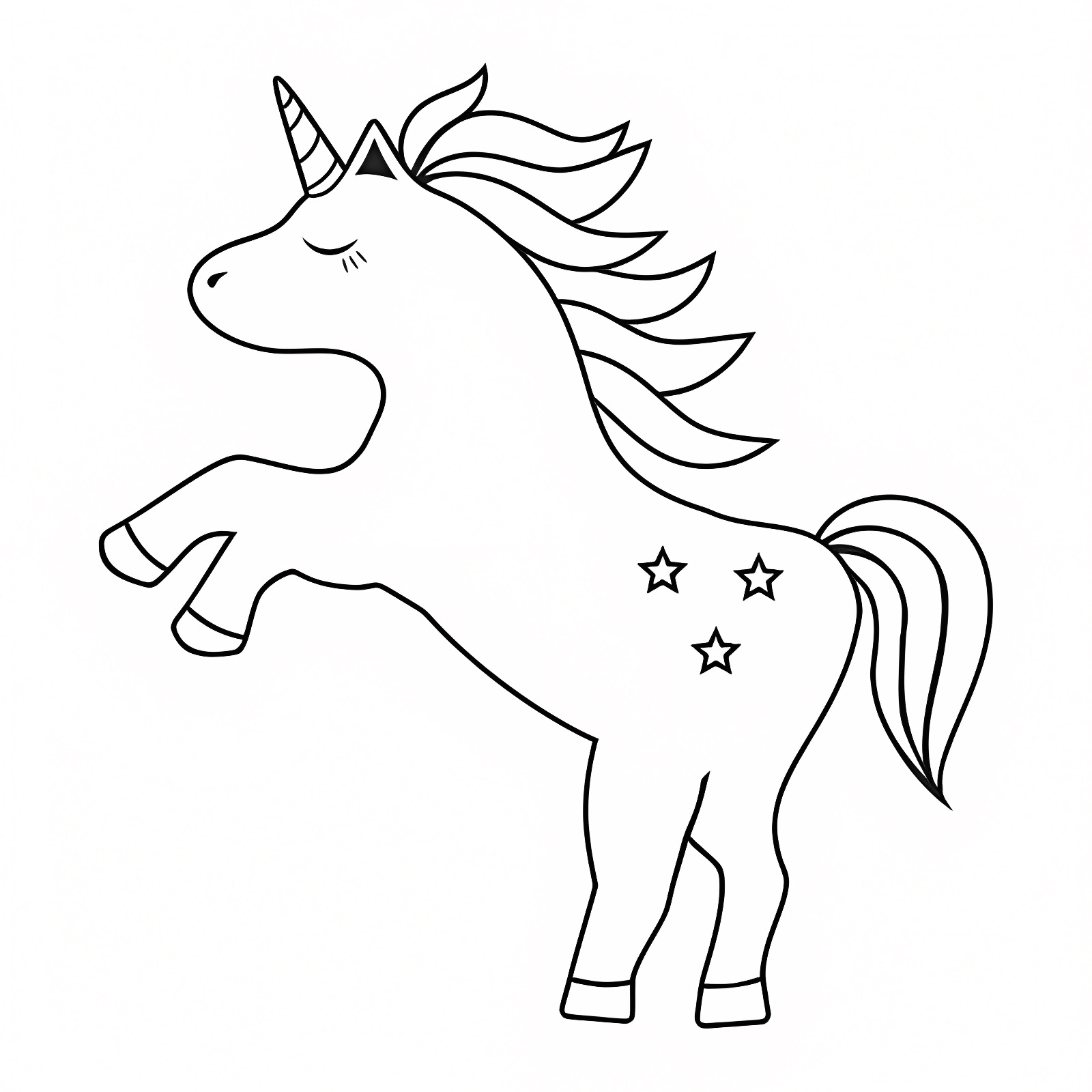 Licorne dessin animé — Coloriage à imprimer gratuit