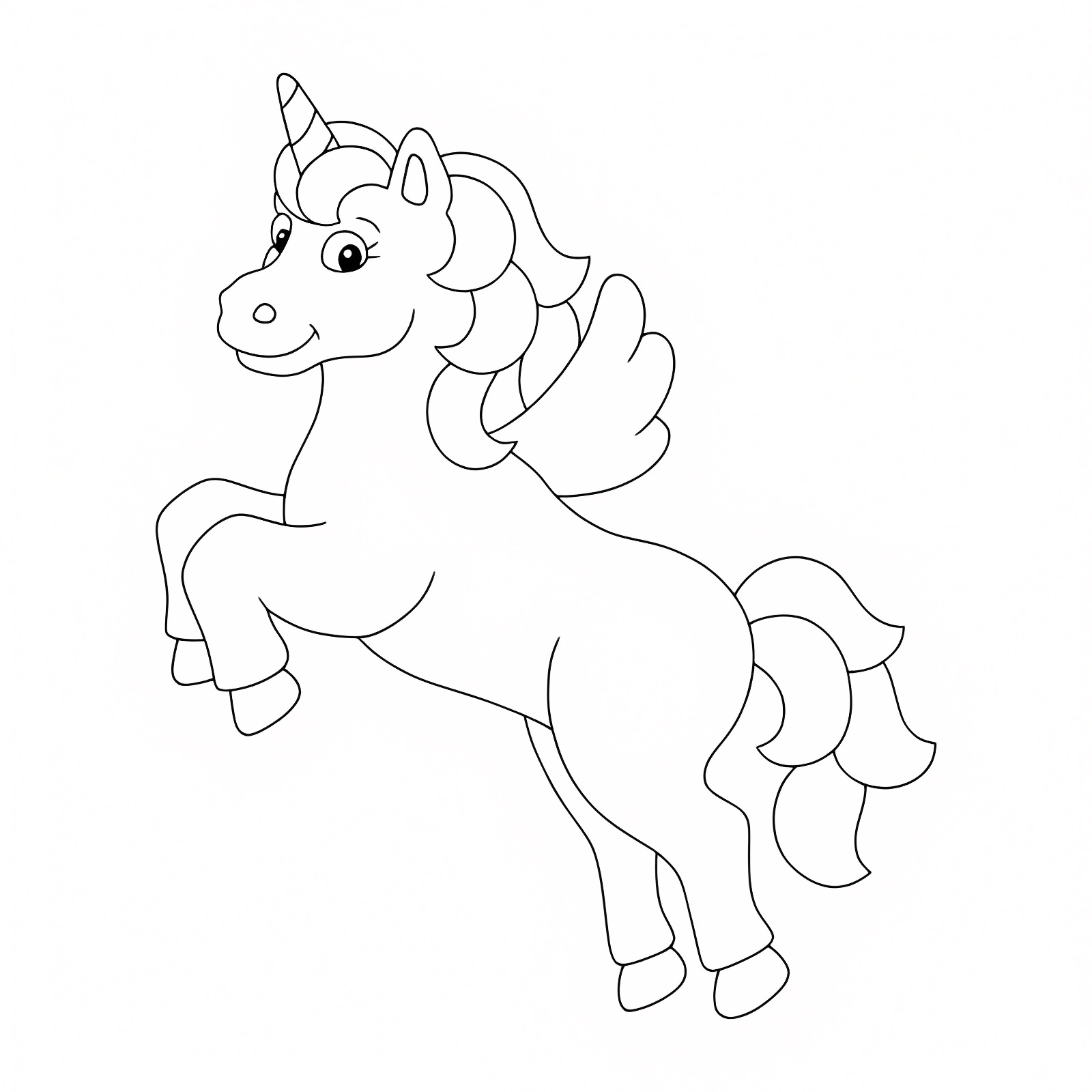 Licorne ailée simple — Coloriage à imprimer gratuit