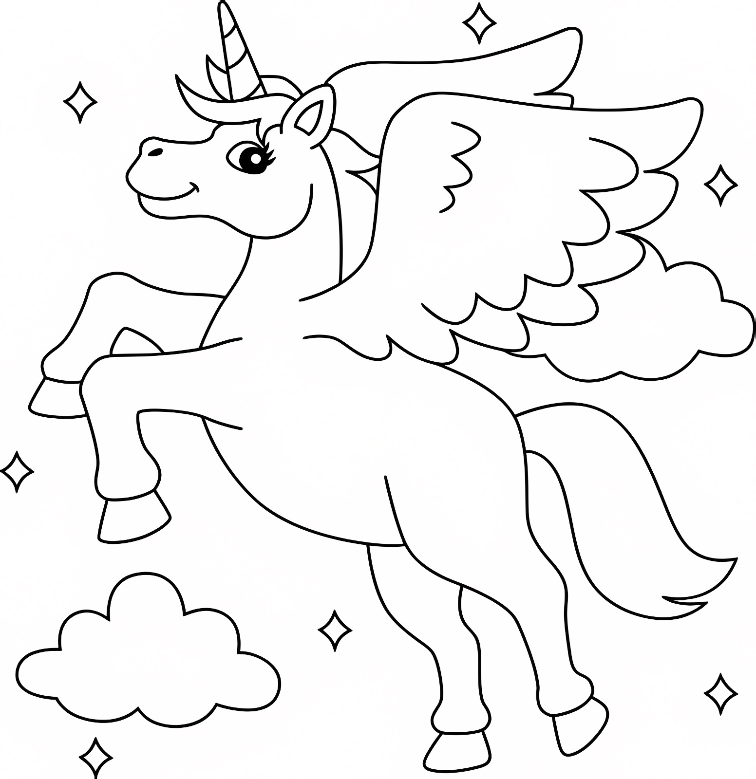 Licorne volante — Coloriage à imprimer gratuit