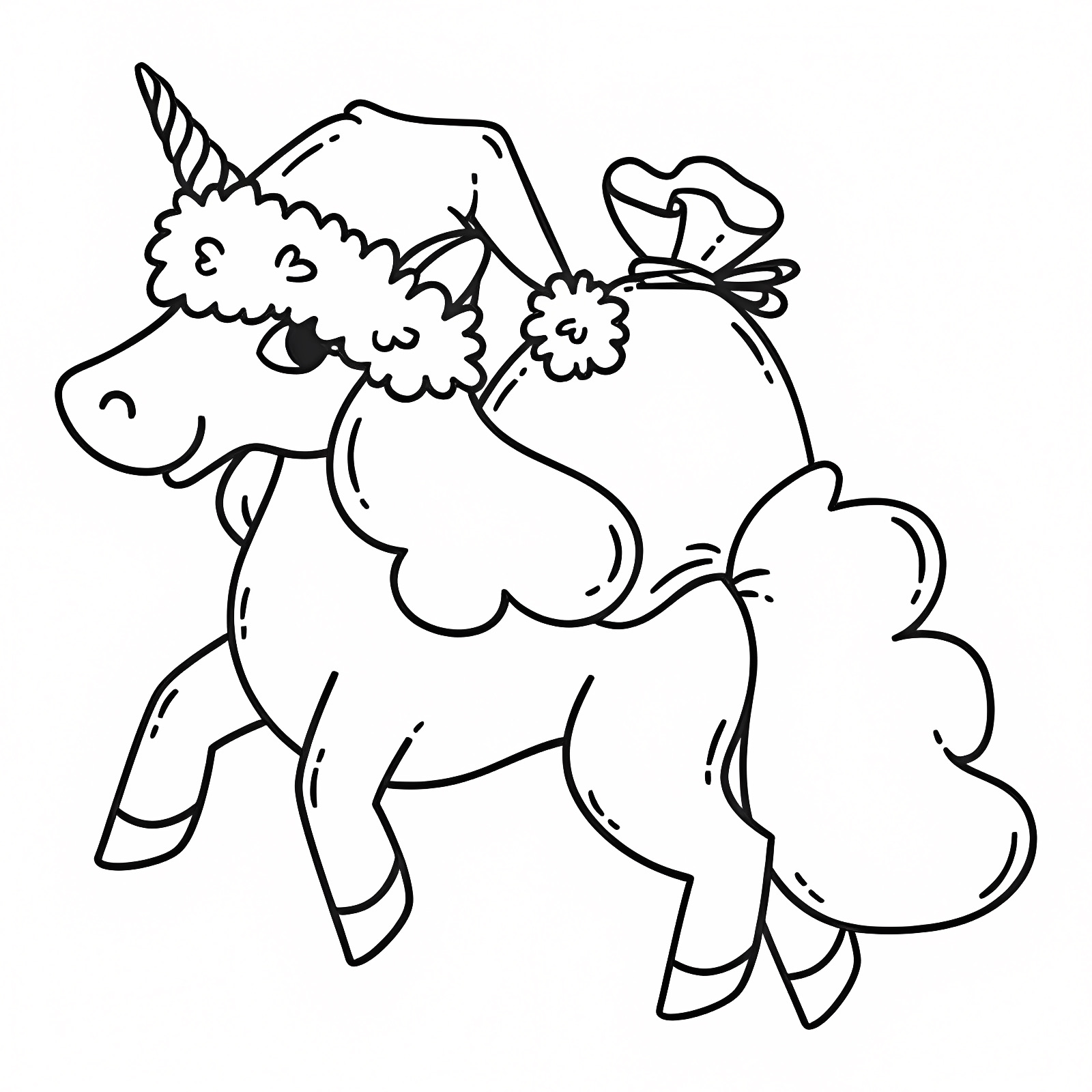 Christmas unicorn — Free printable coloring page