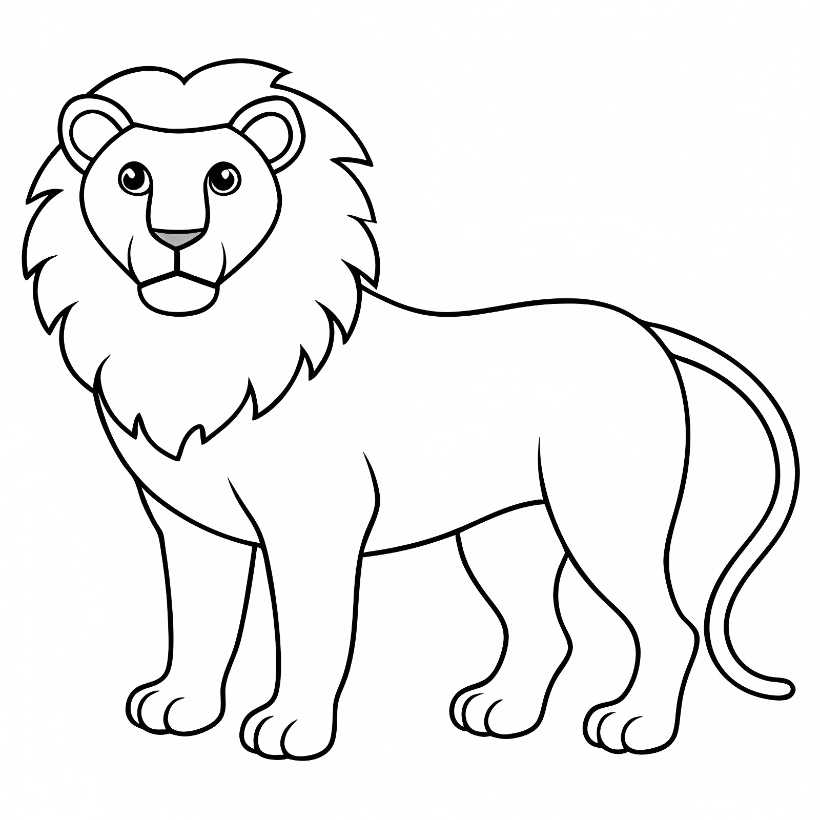 Lion dessin contour — Coloriage à imprimer gratuit