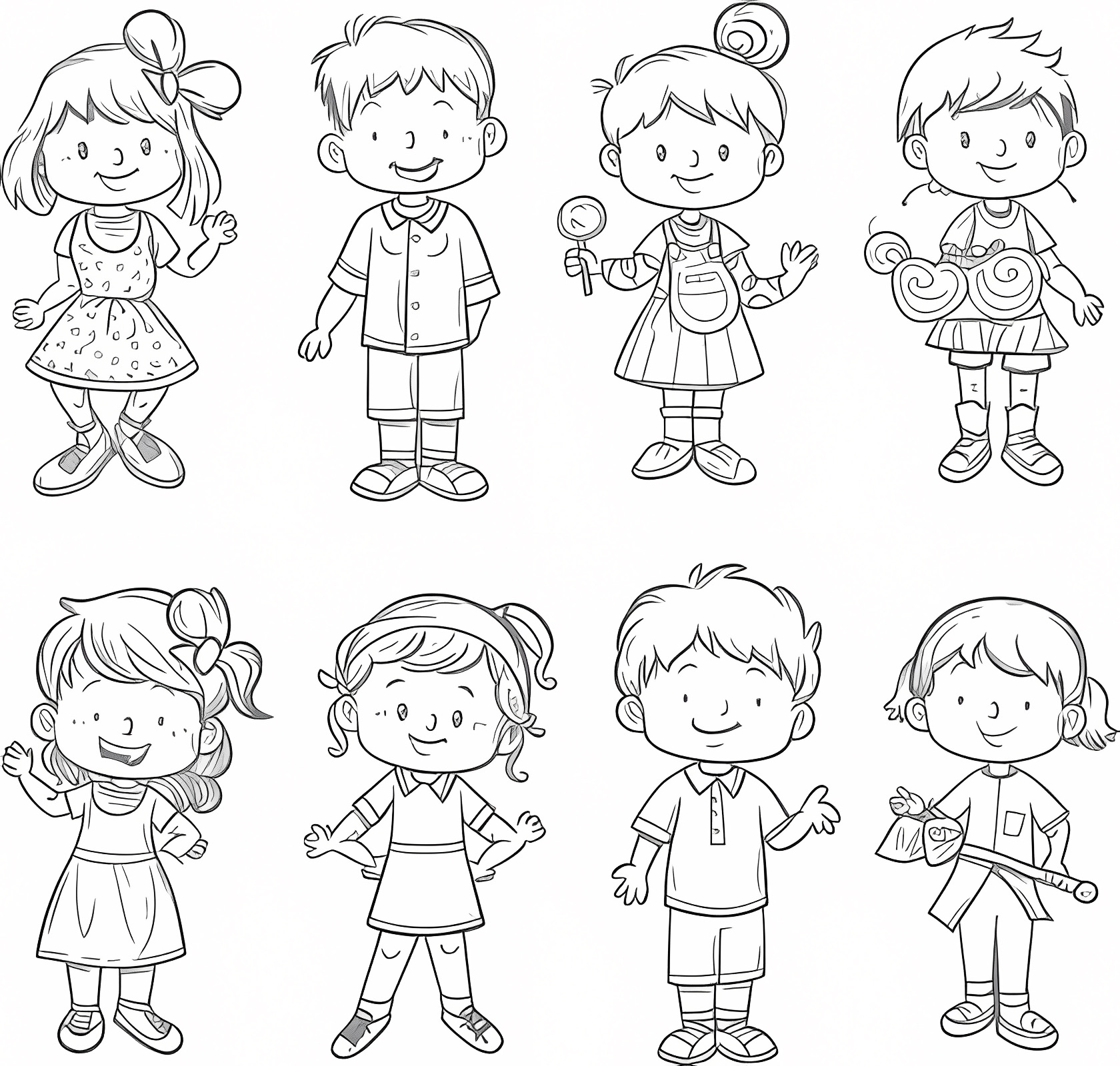 Kids and their jobs — Free printable coloring page