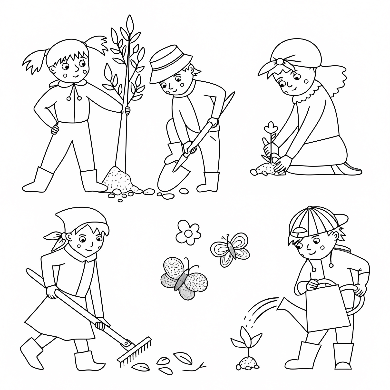 Jobs around the world — Free printable coloring page