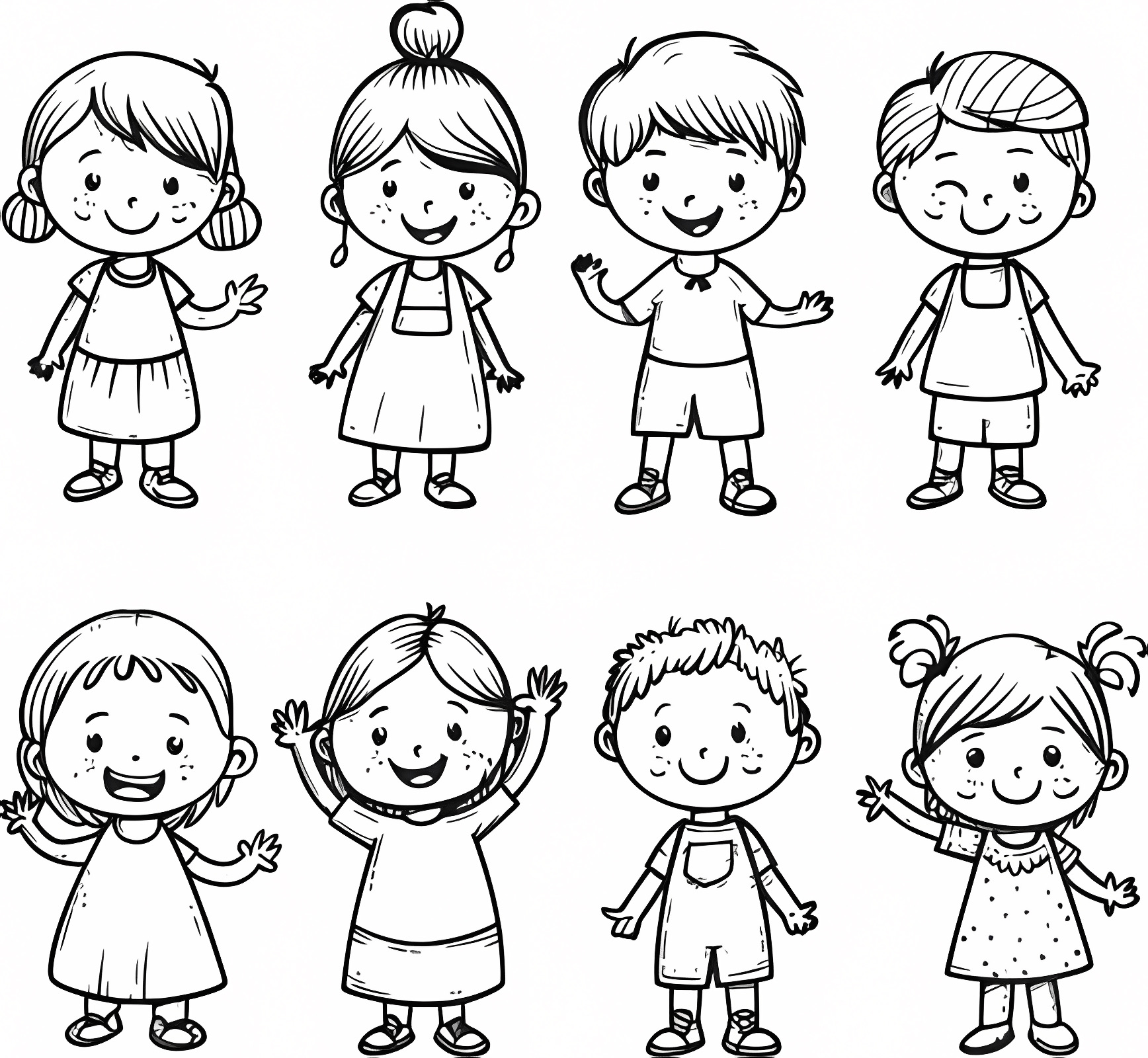 Kids working together — Free printable coloring page