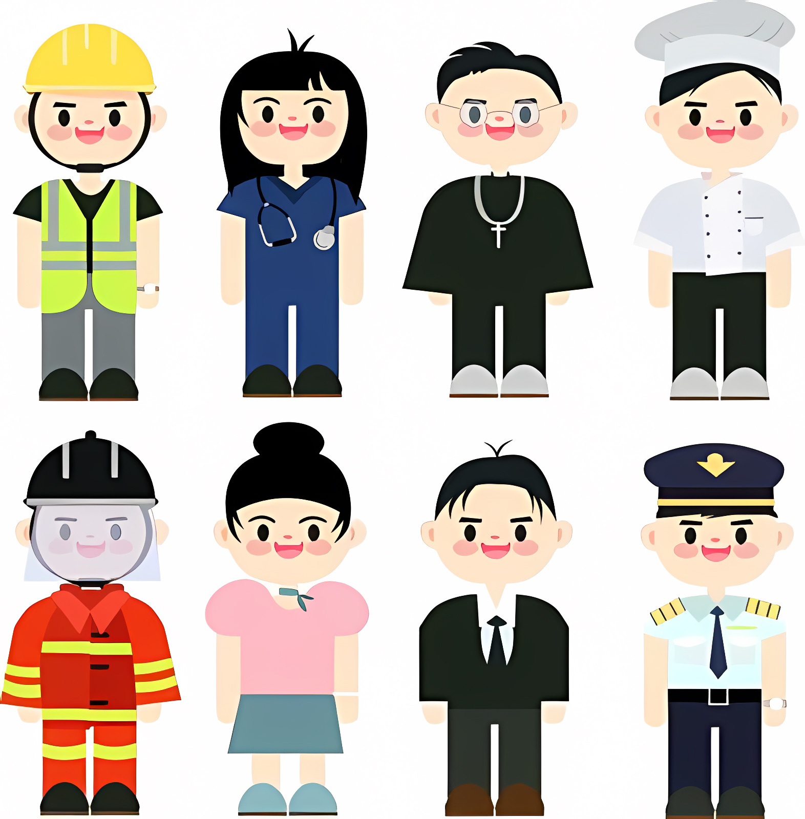 Kids and their jobs — Free printable coloring page