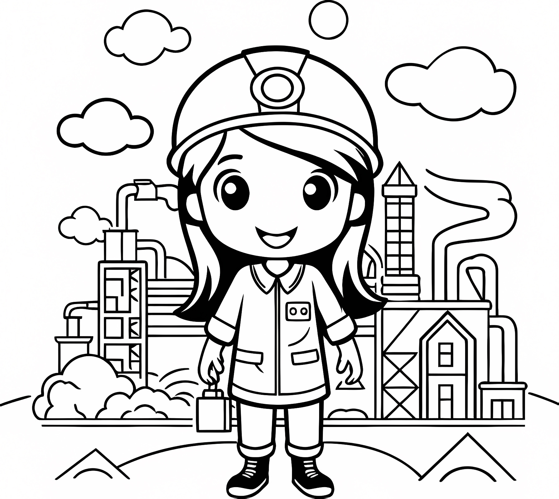 Brave firefighter — Free printable coloring page