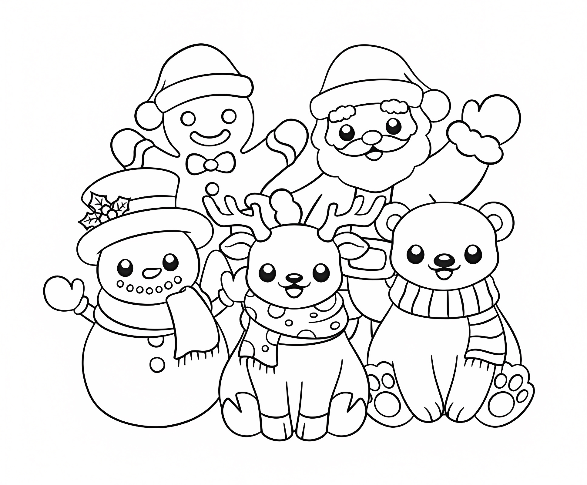 Père Noël avec cadeaux — Coloriage à imprimer gratuit