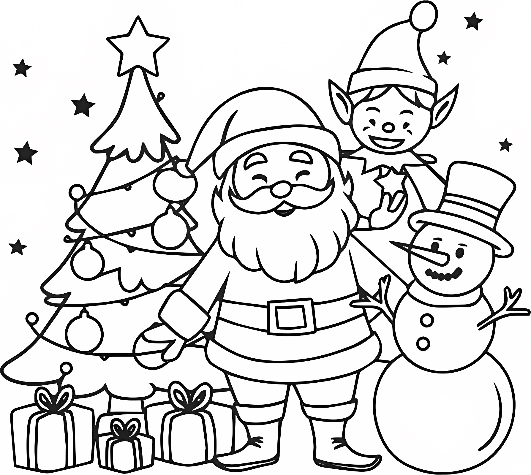 Père Noël joyeux — Coloriage à imprimer gratuit