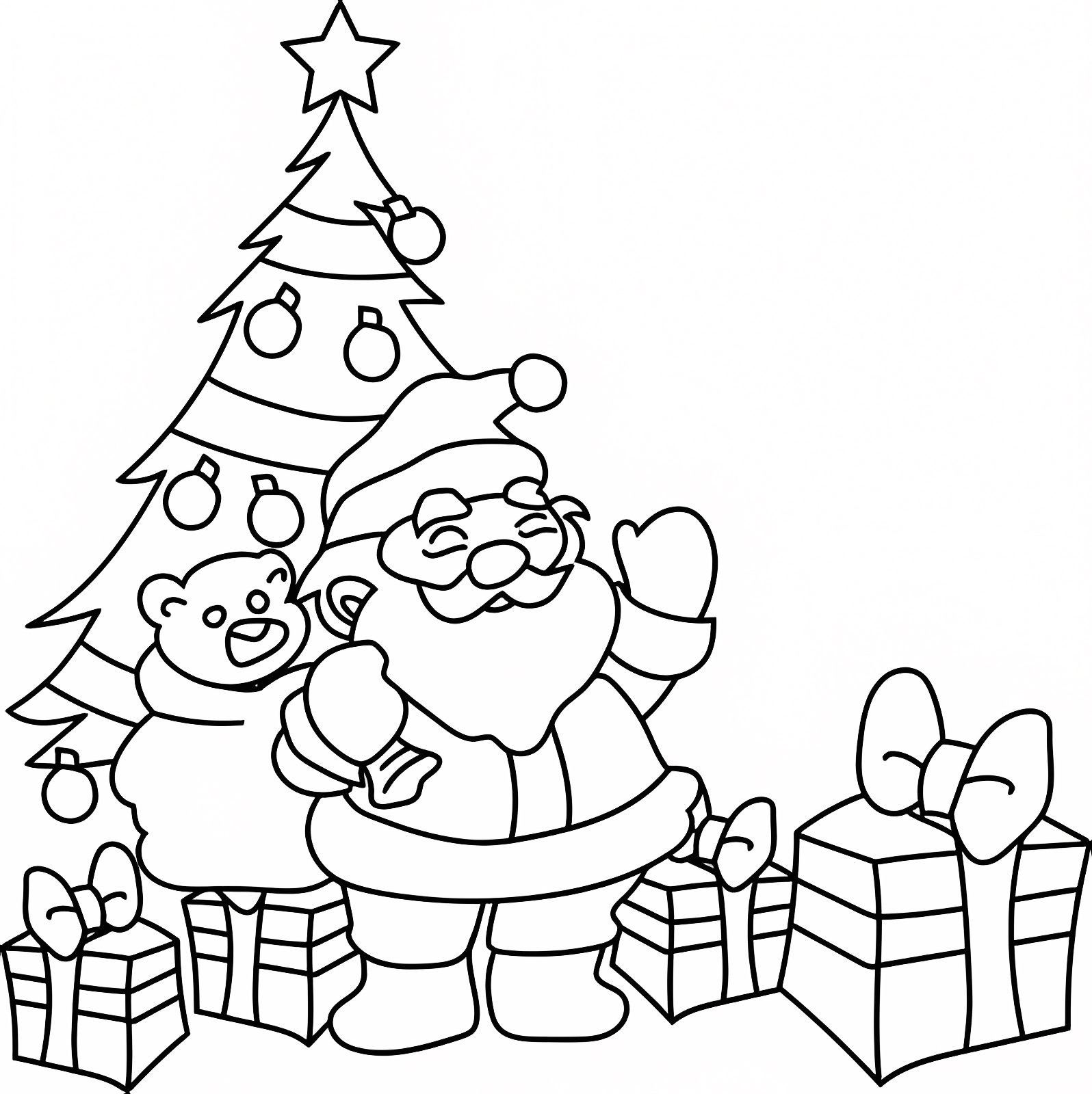 Père Noël en traineau — Coloriage à imprimer gratuit