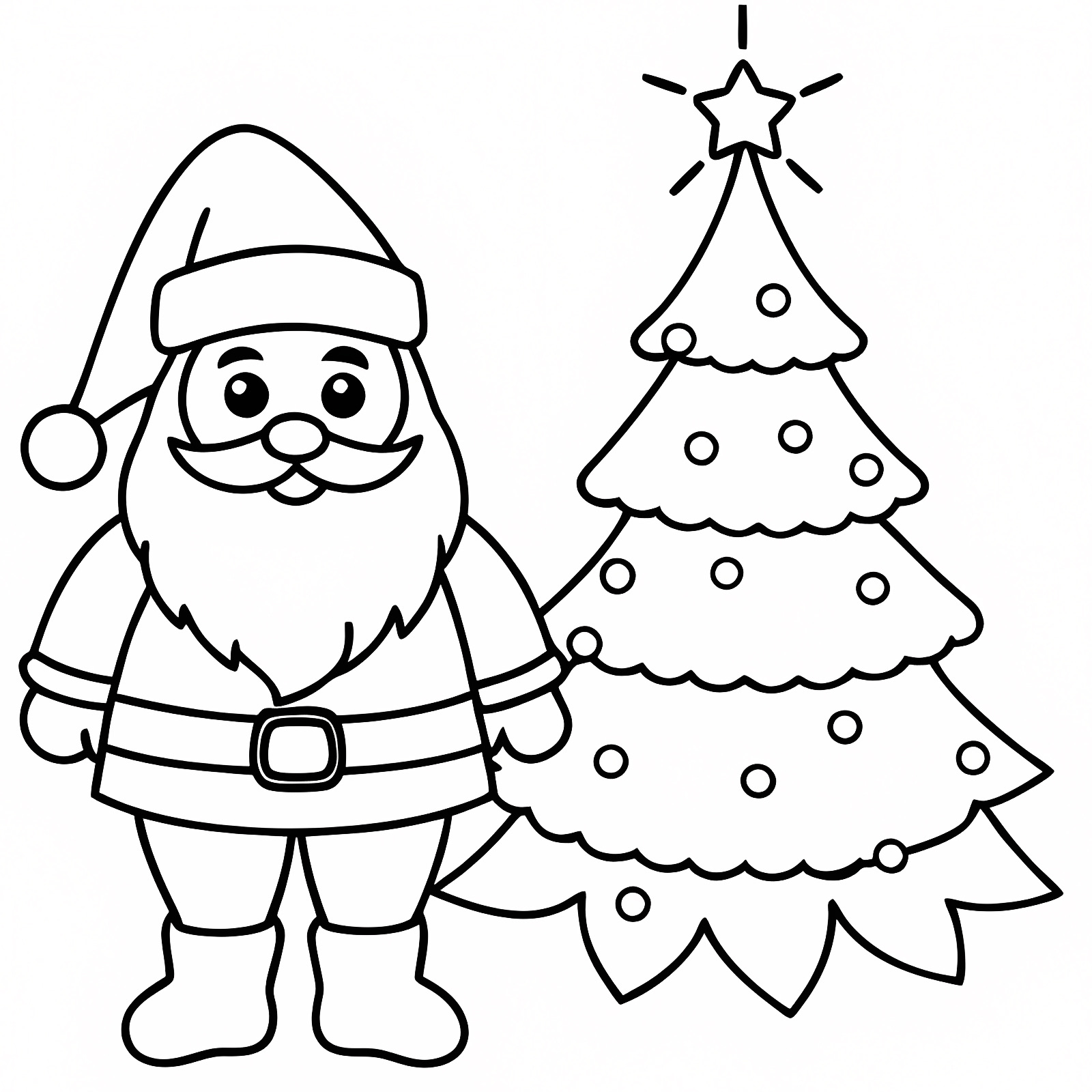Père Noël souriant — Coloriage à imprimer gratuit