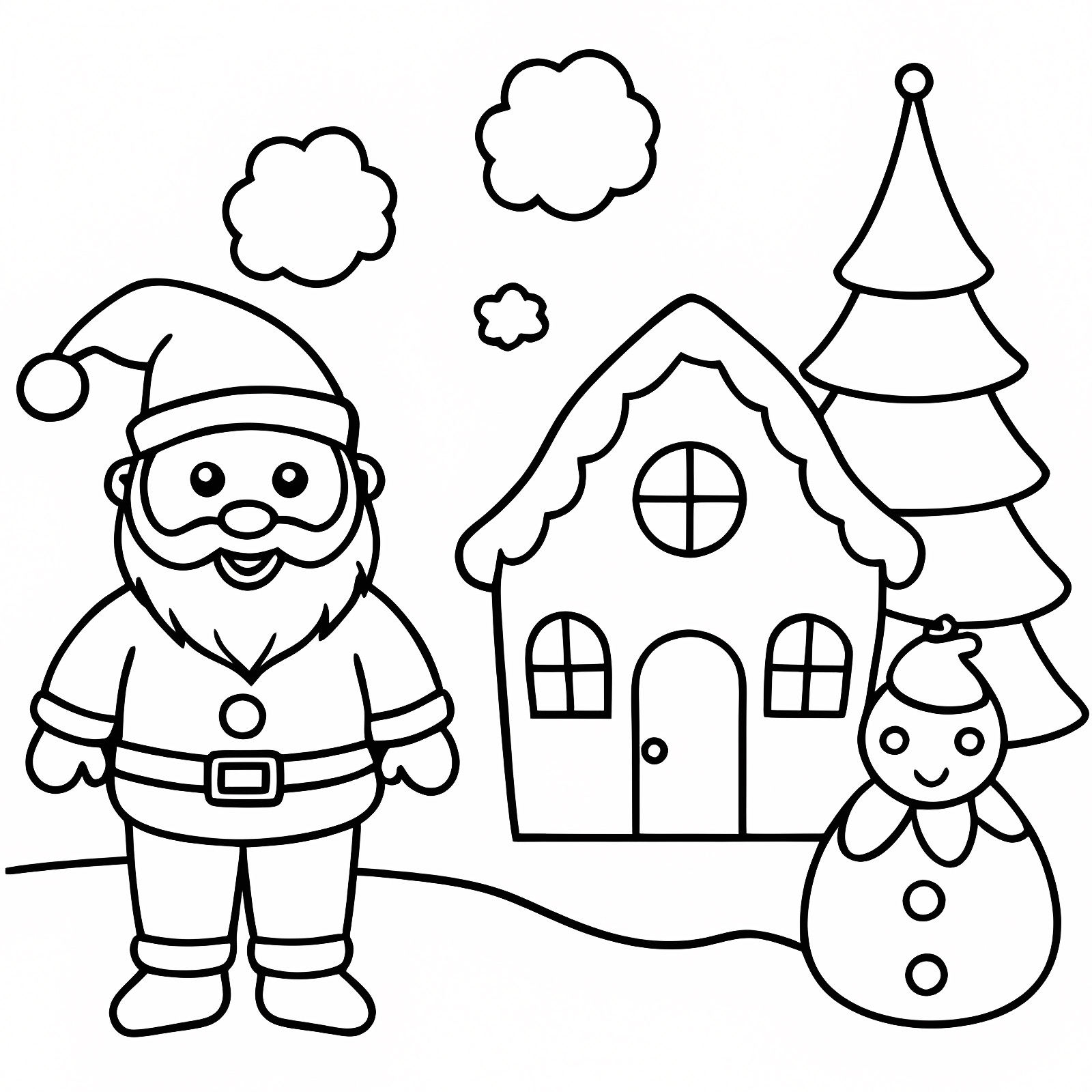 Noël en famille — Coloriage à imprimer gratuit