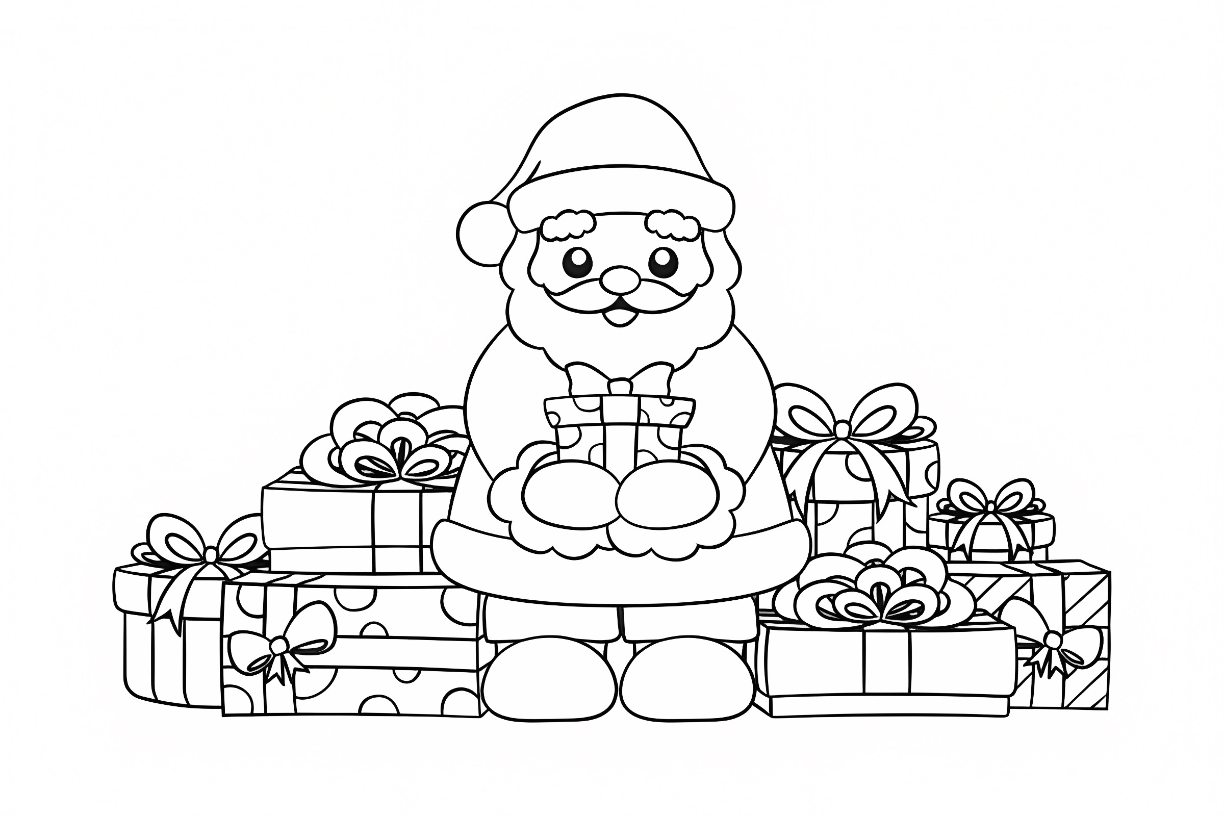 Père Noël avec renne — Coloriage à imprimer gratuit