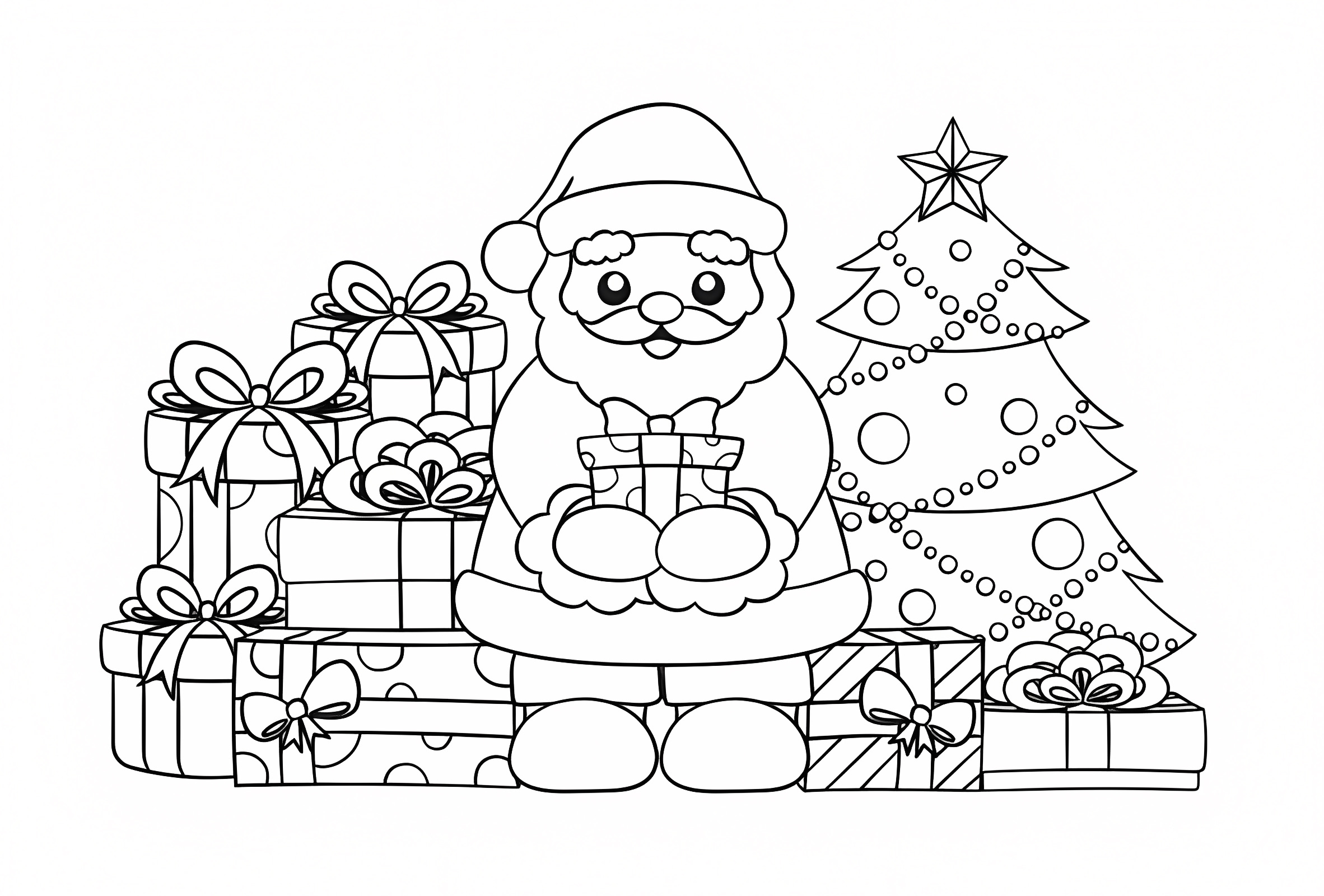 Sapin de Noël décoré — Coloriage à imprimer gratuit
