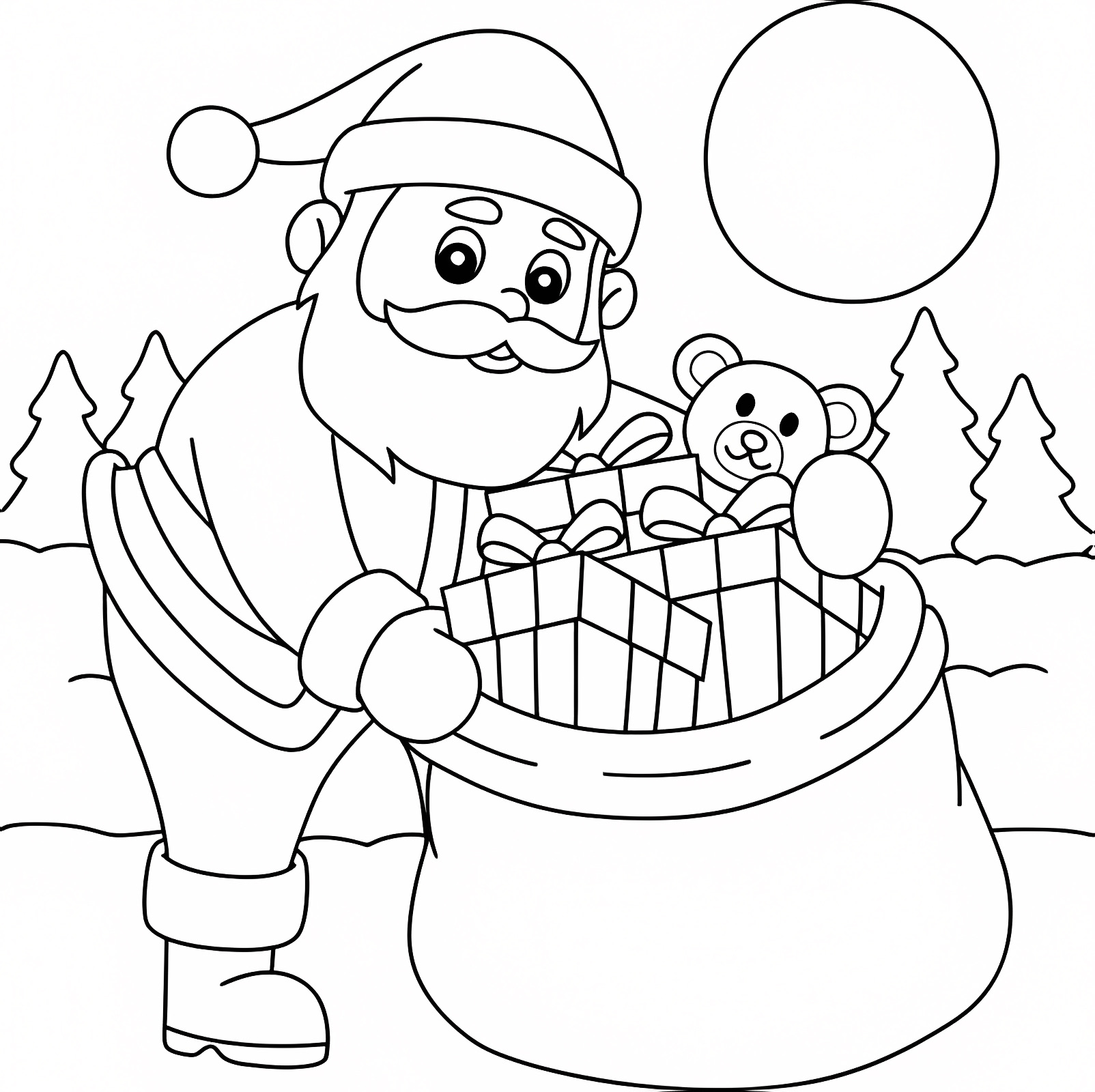 Cheminée de Noël — Coloriage à imprimer gratuit
