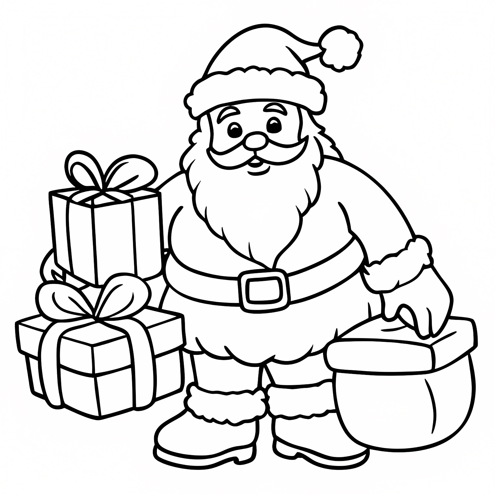 Père Noël qui salue — Coloriage à imprimer gratuit