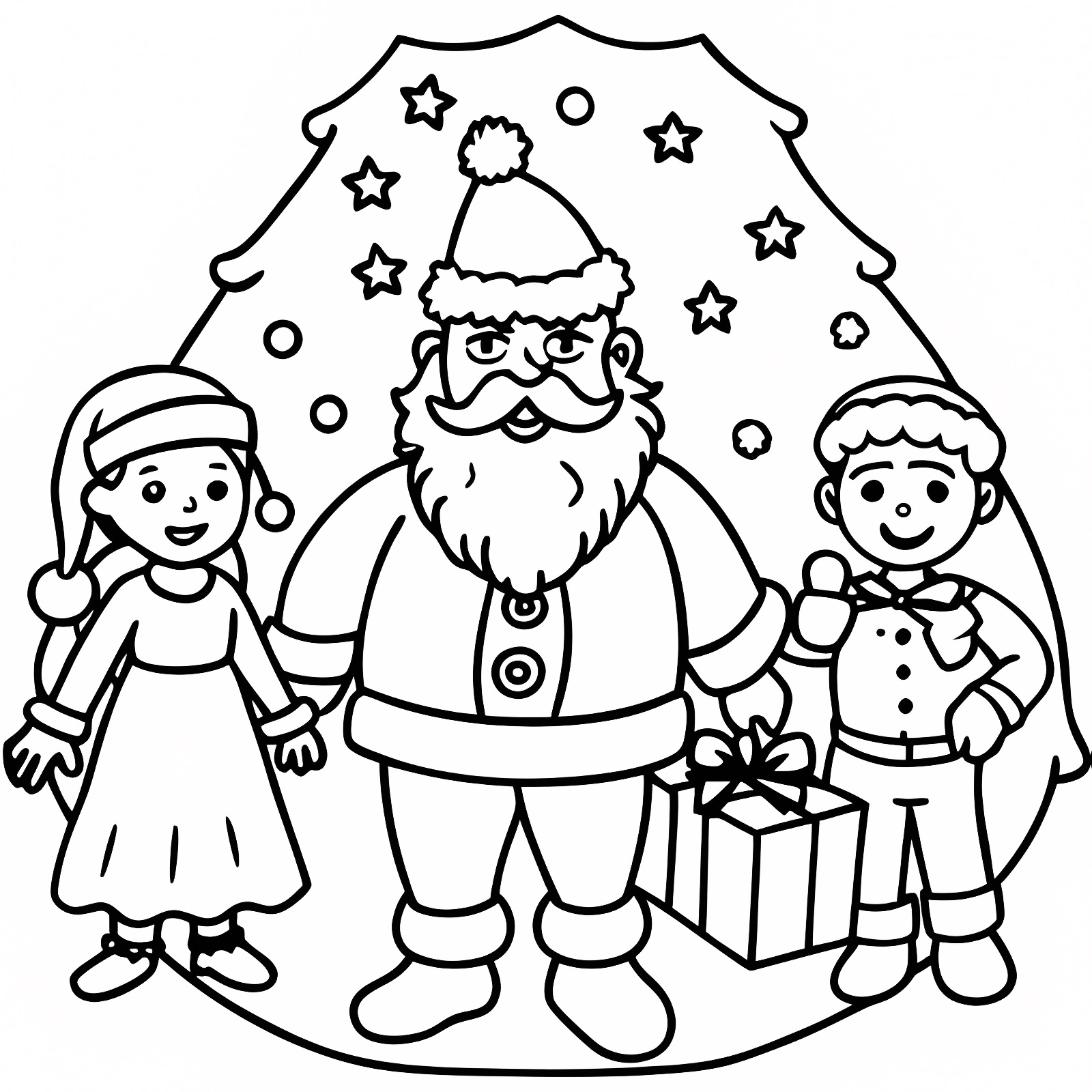Sapin de Noël décoré — Coloriage à imprimer gratuit