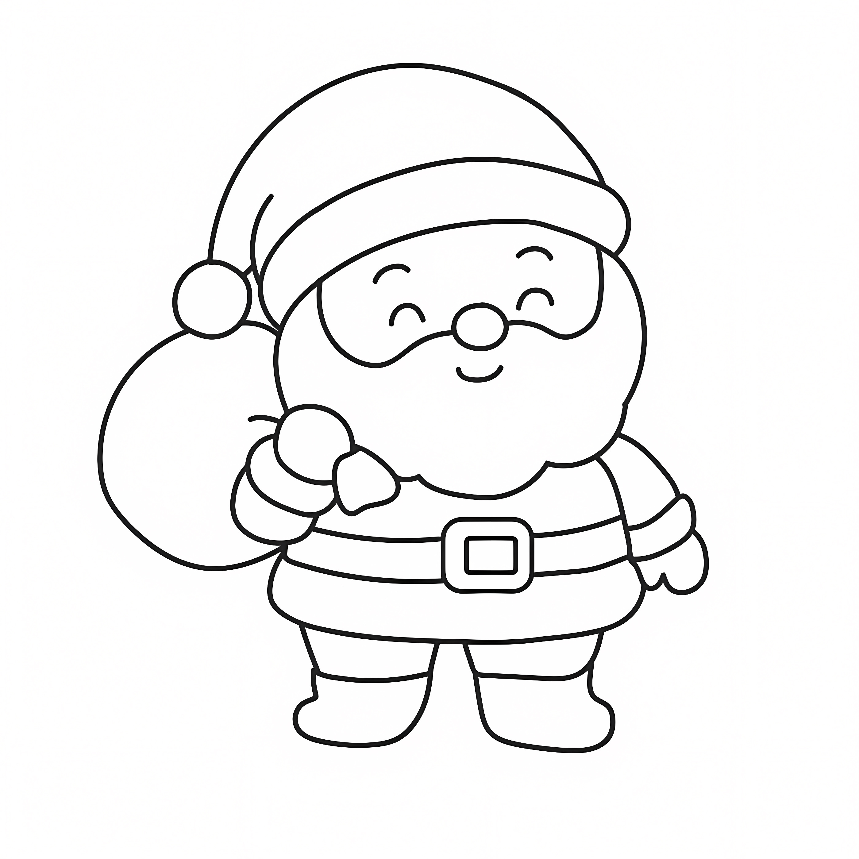 Père Noël et ses lutins — Coloriage à imprimer gratuit