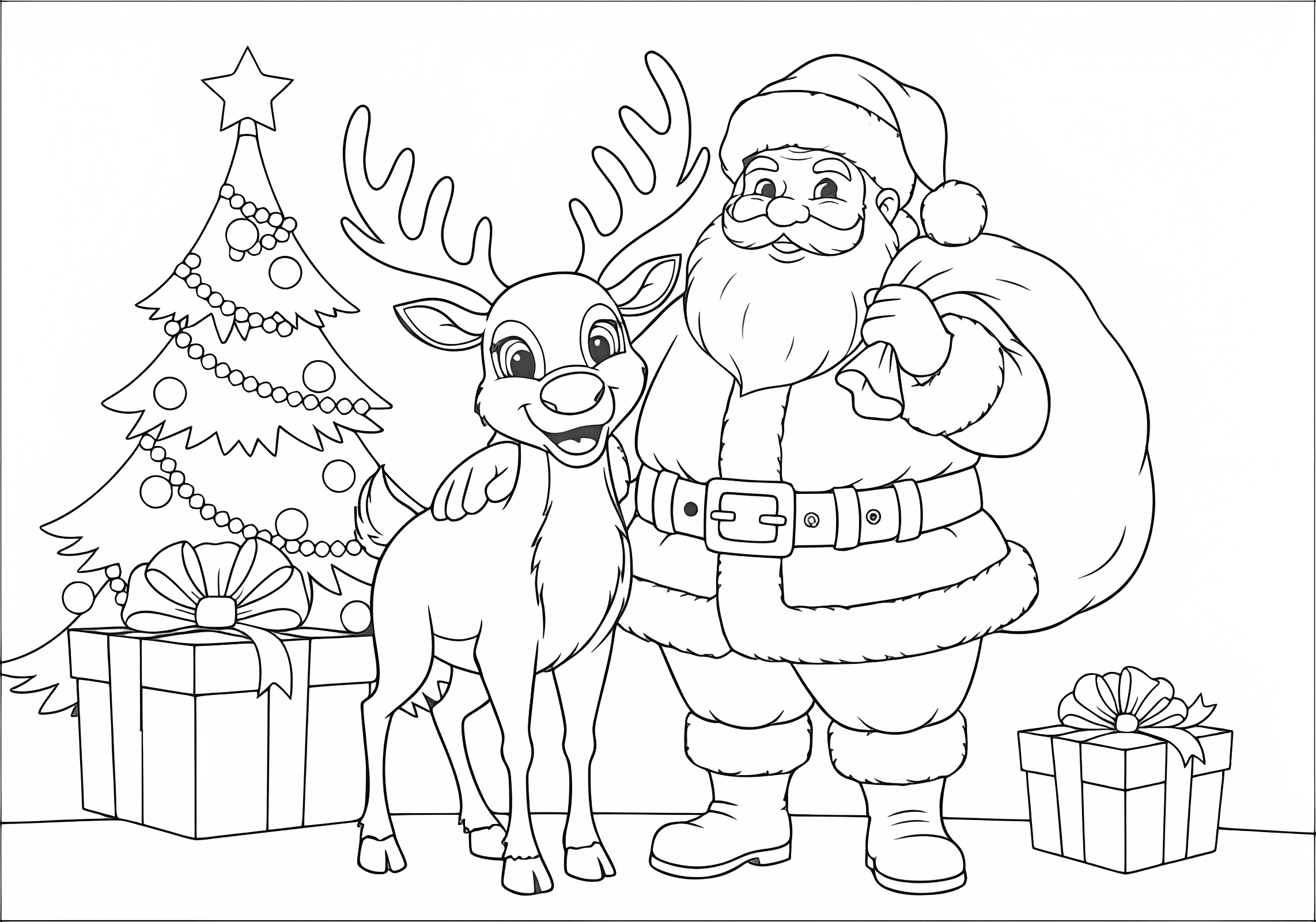 Père Noël souriant — Coloriage à imprimer gratuit