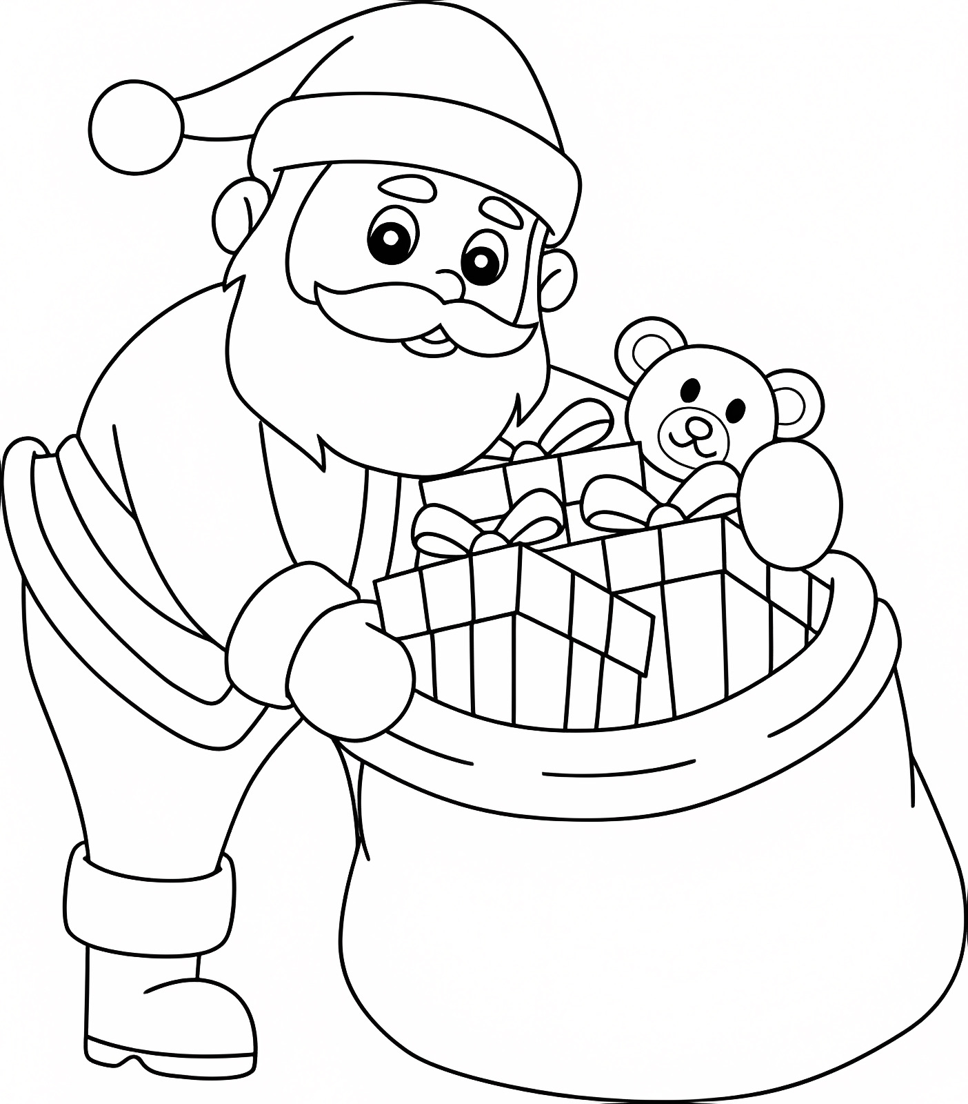 Cadeaux sous le sapin — Coloriage à imprimer gratuit