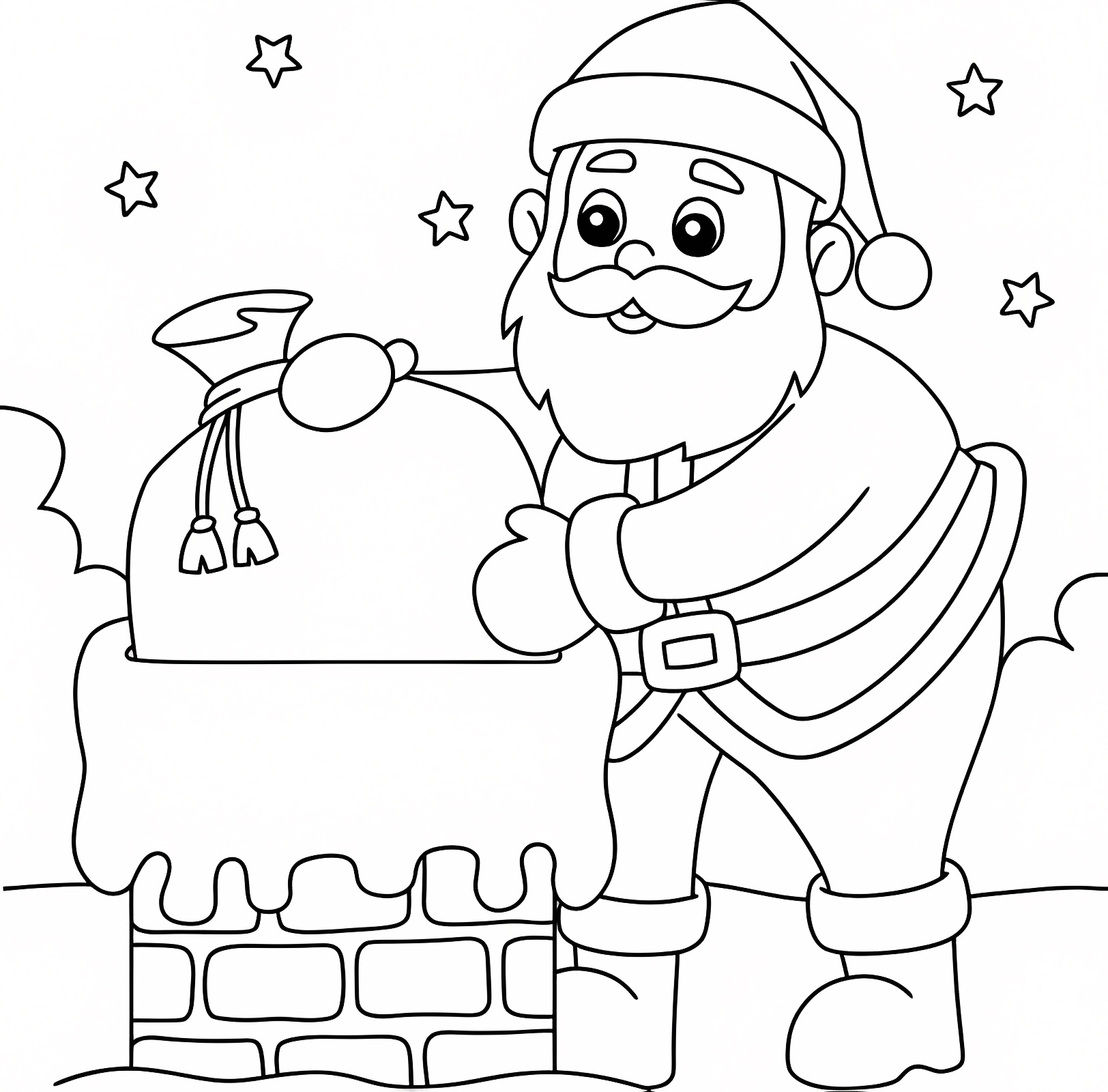Noël en famille — Coloriage à imprimer gratuit