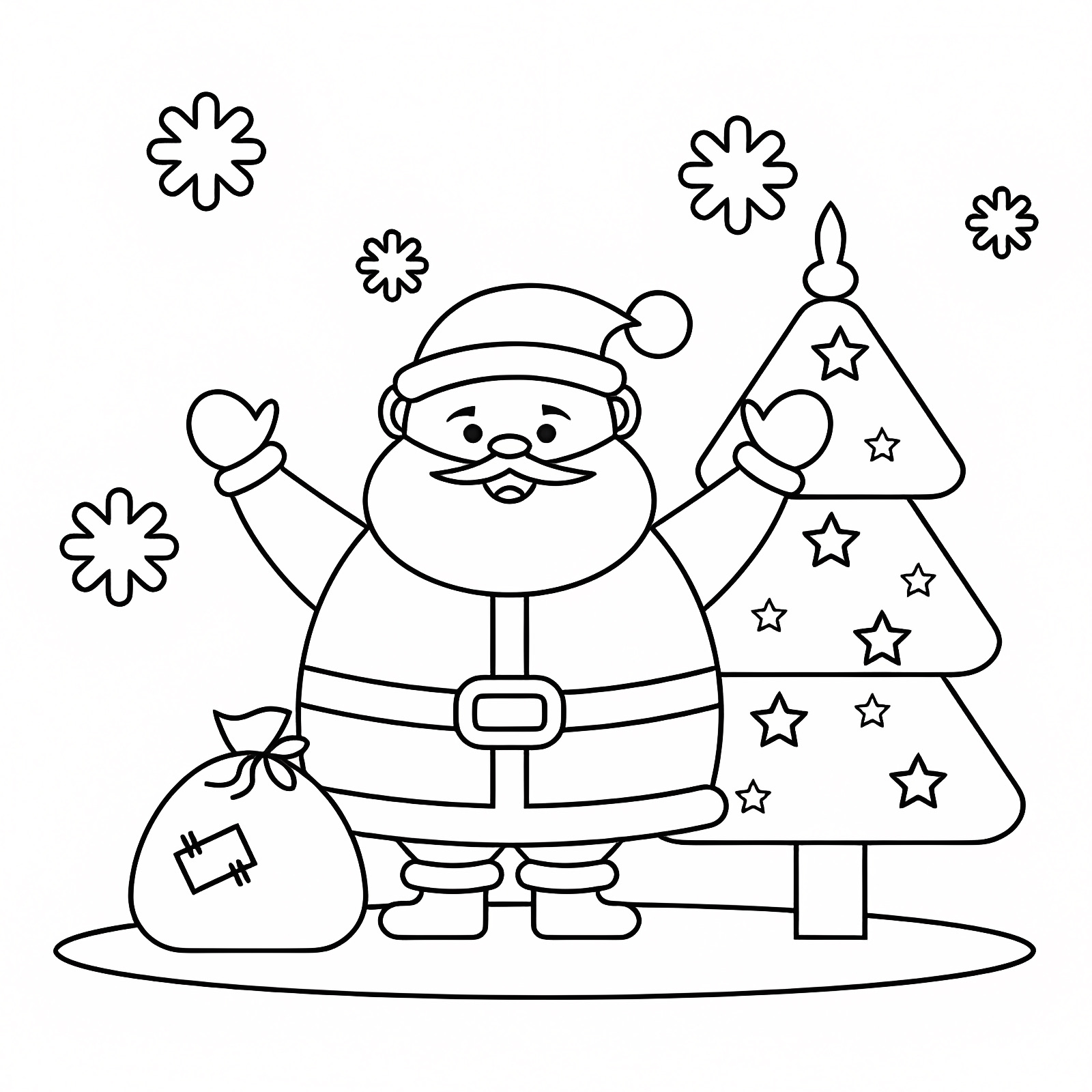 Père Noël avec renne — Coloriage à imprimer gratuit