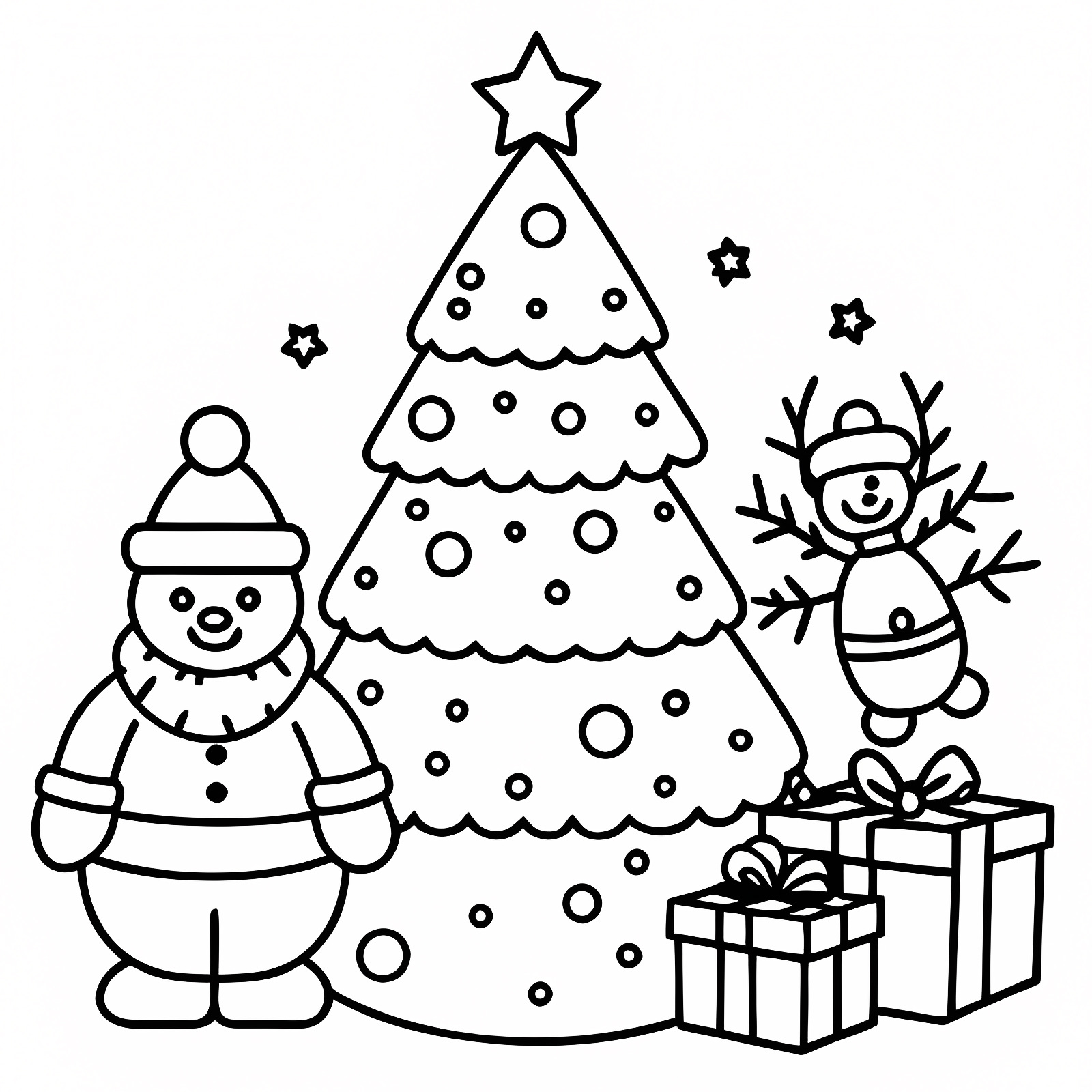 Sapin de Noël décoré — Coloriage à imprimer gratuit