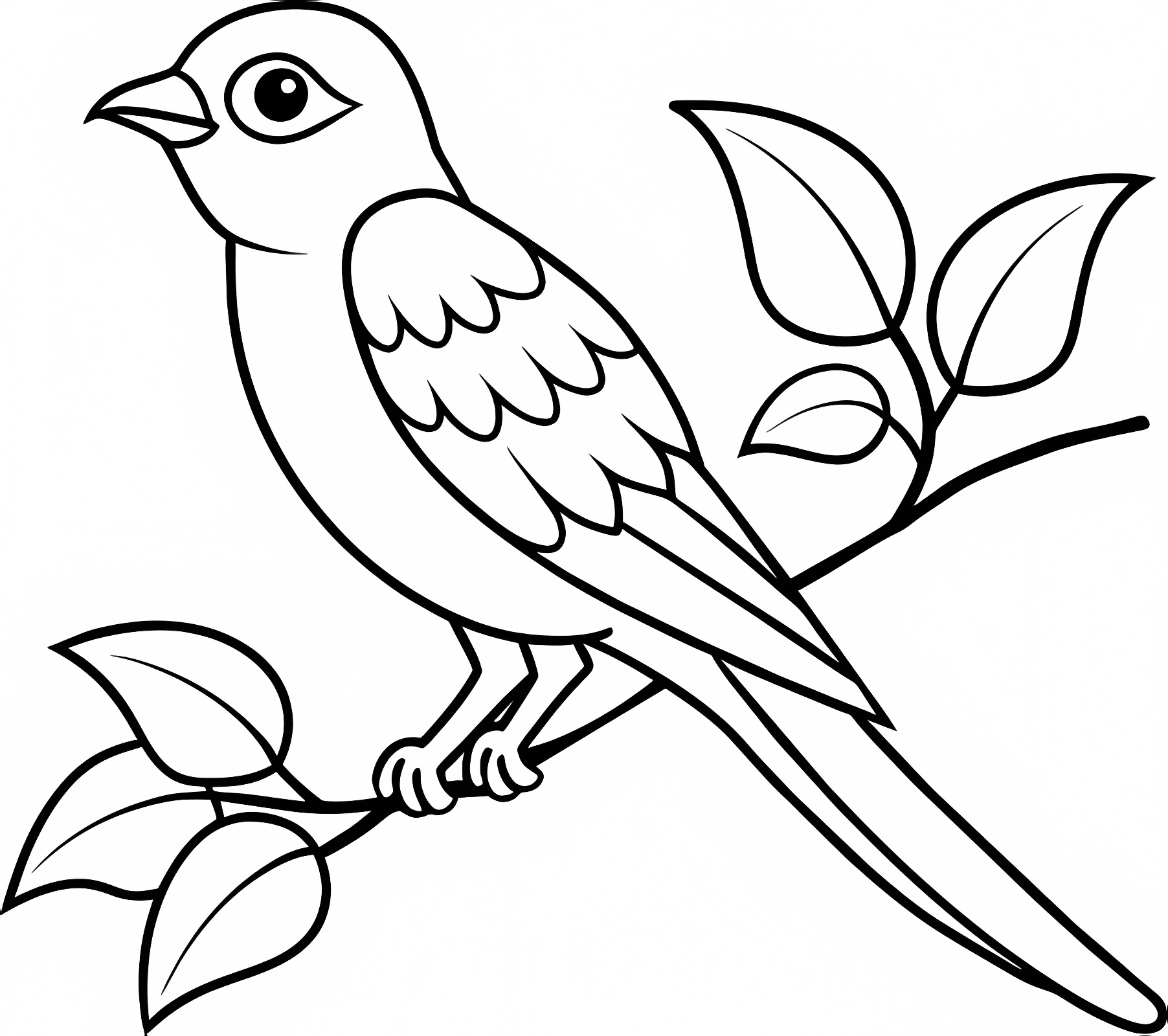 Oiseau détaillé nature — Coloriage à imprimer gratuit