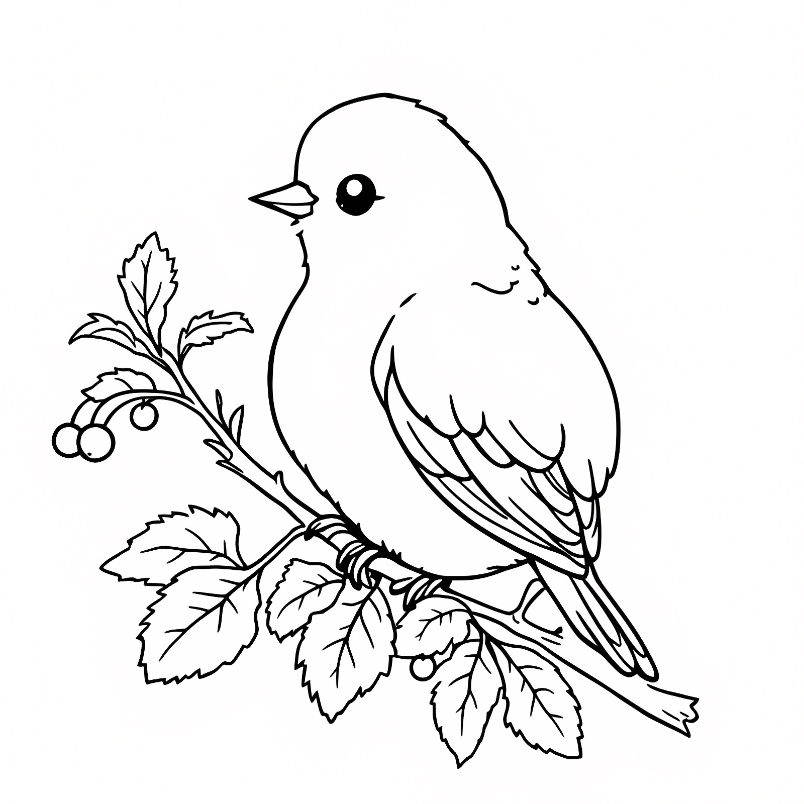 Oiseau adorable sur branche — Coloriage à imprimer gratuit