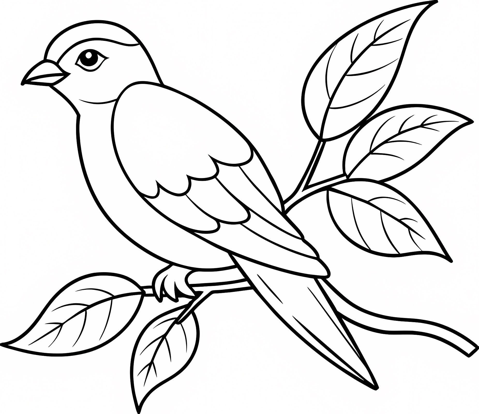 Oiseau branche nature — Coloriage à imprimer gratuit