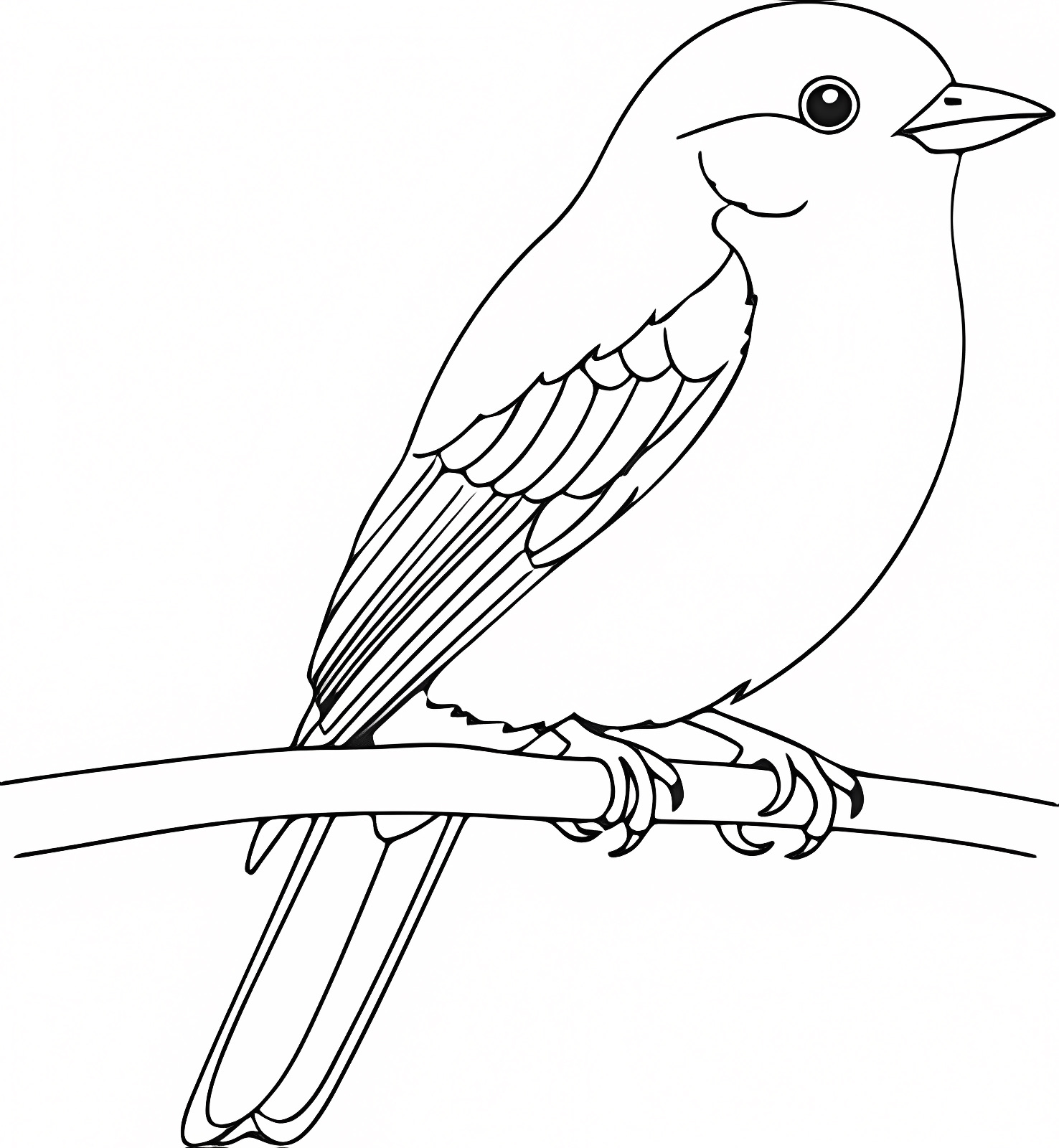 Oiseau élégant branche — Coloriage à imprimer gratuit