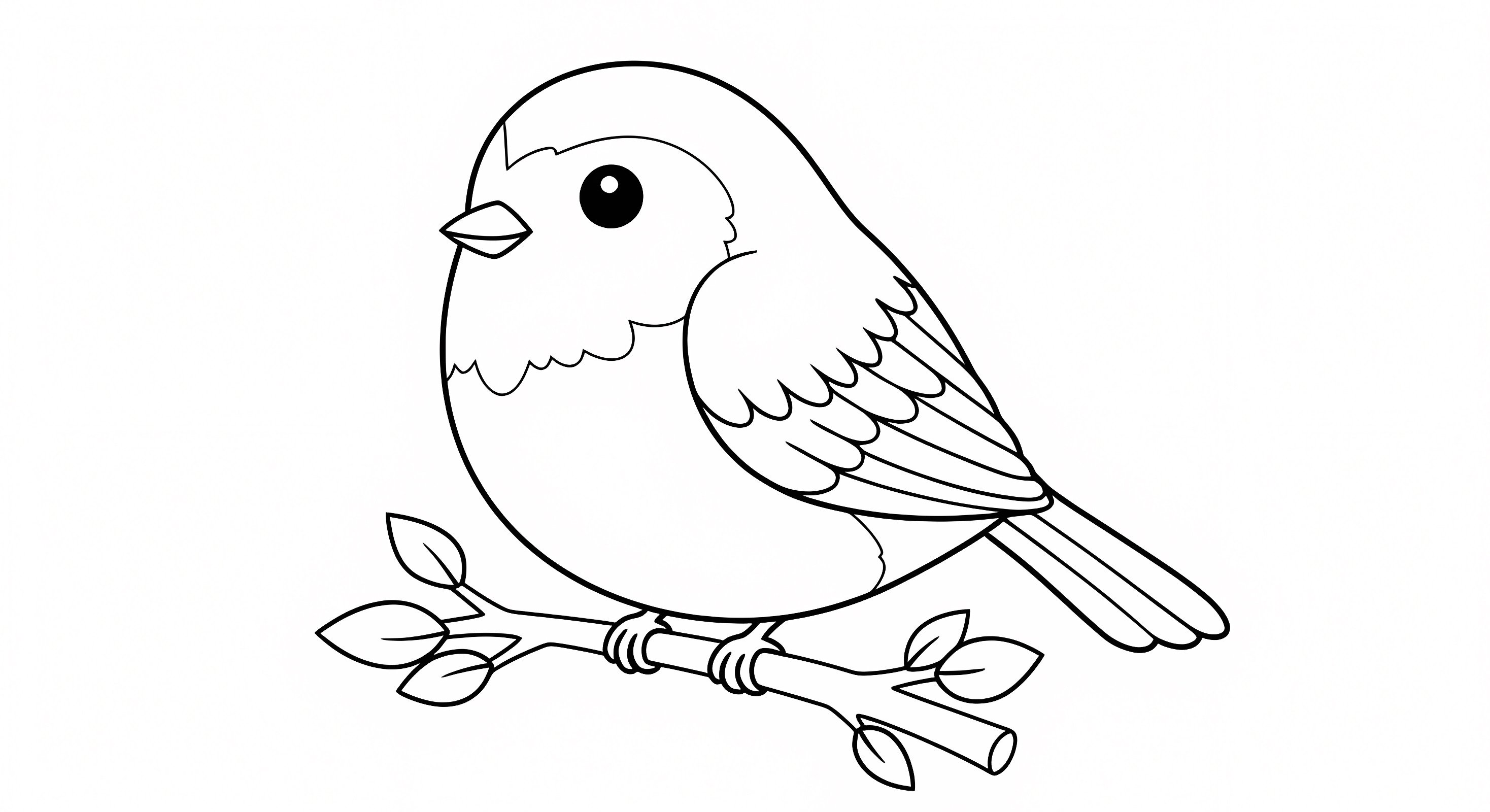 Oiseau kawaii sur arbre — Coloriage à imprimer gratuit