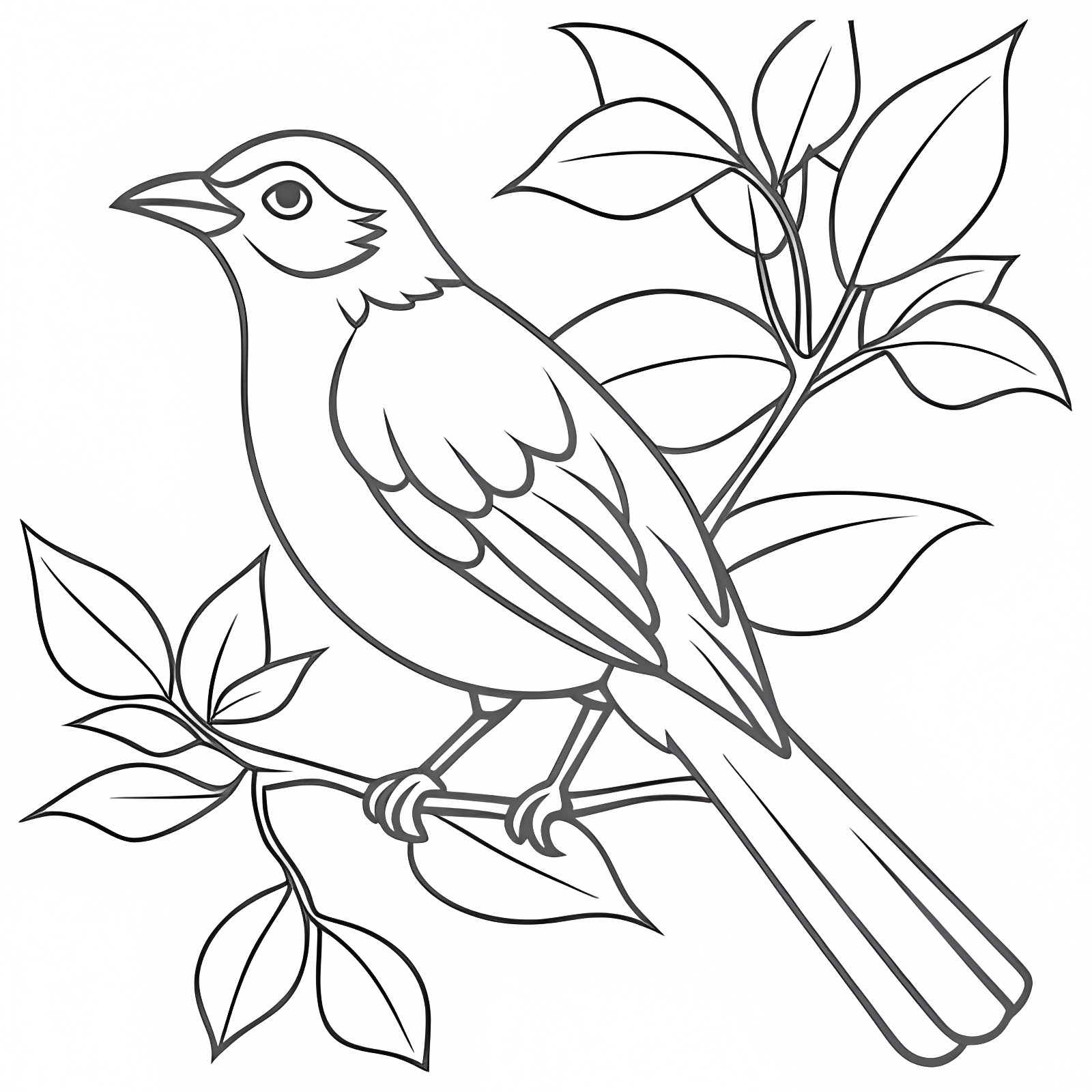 Oiseau facile branche — Coloriage à imprimer gratuit