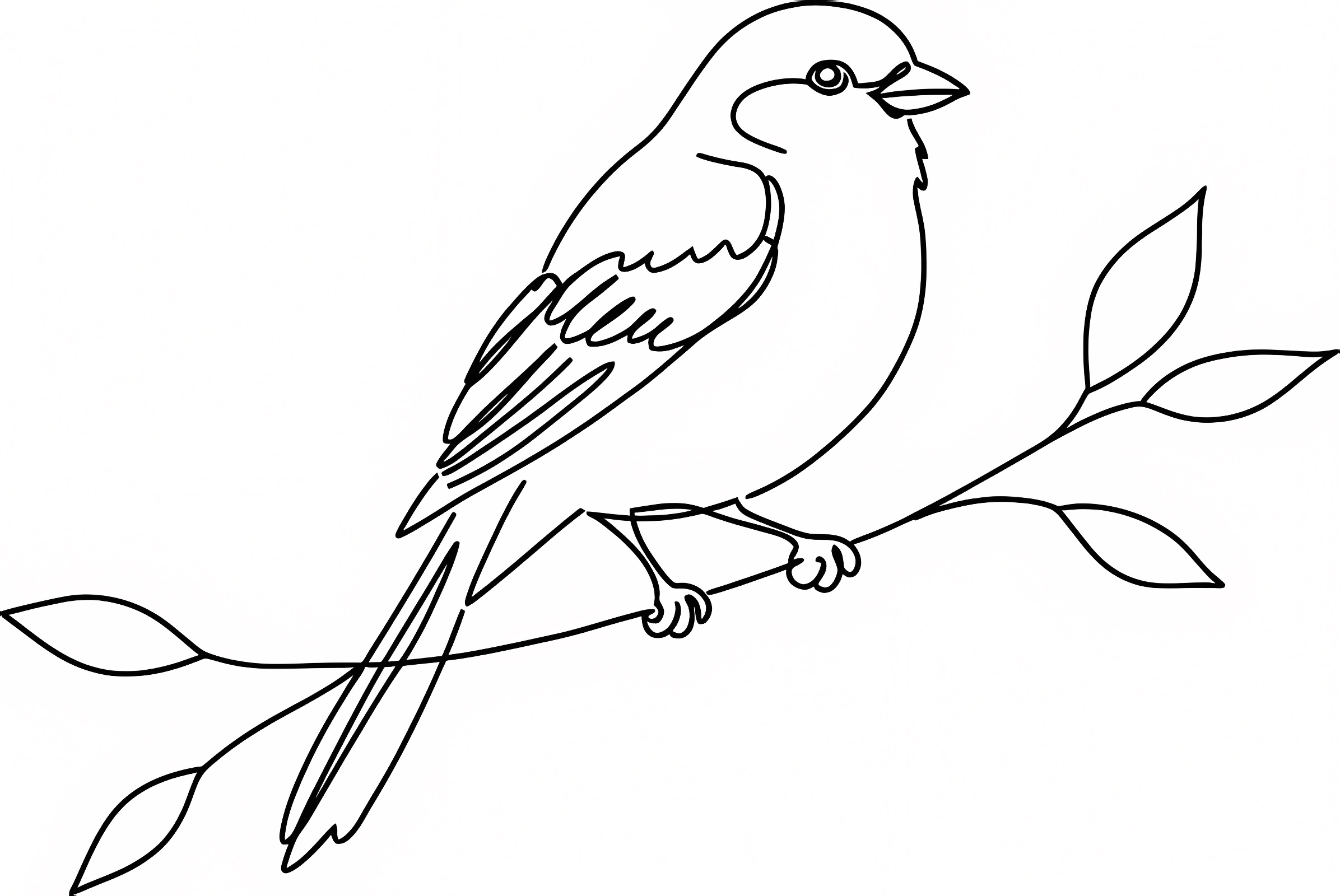 Oiseau minimaliste branche — Coloriage à imprimer gratuit